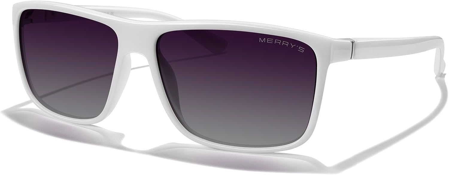MERRY'S Rectangular Polarized Sports Sunglasses for Men Women Cycling Driving Fi...