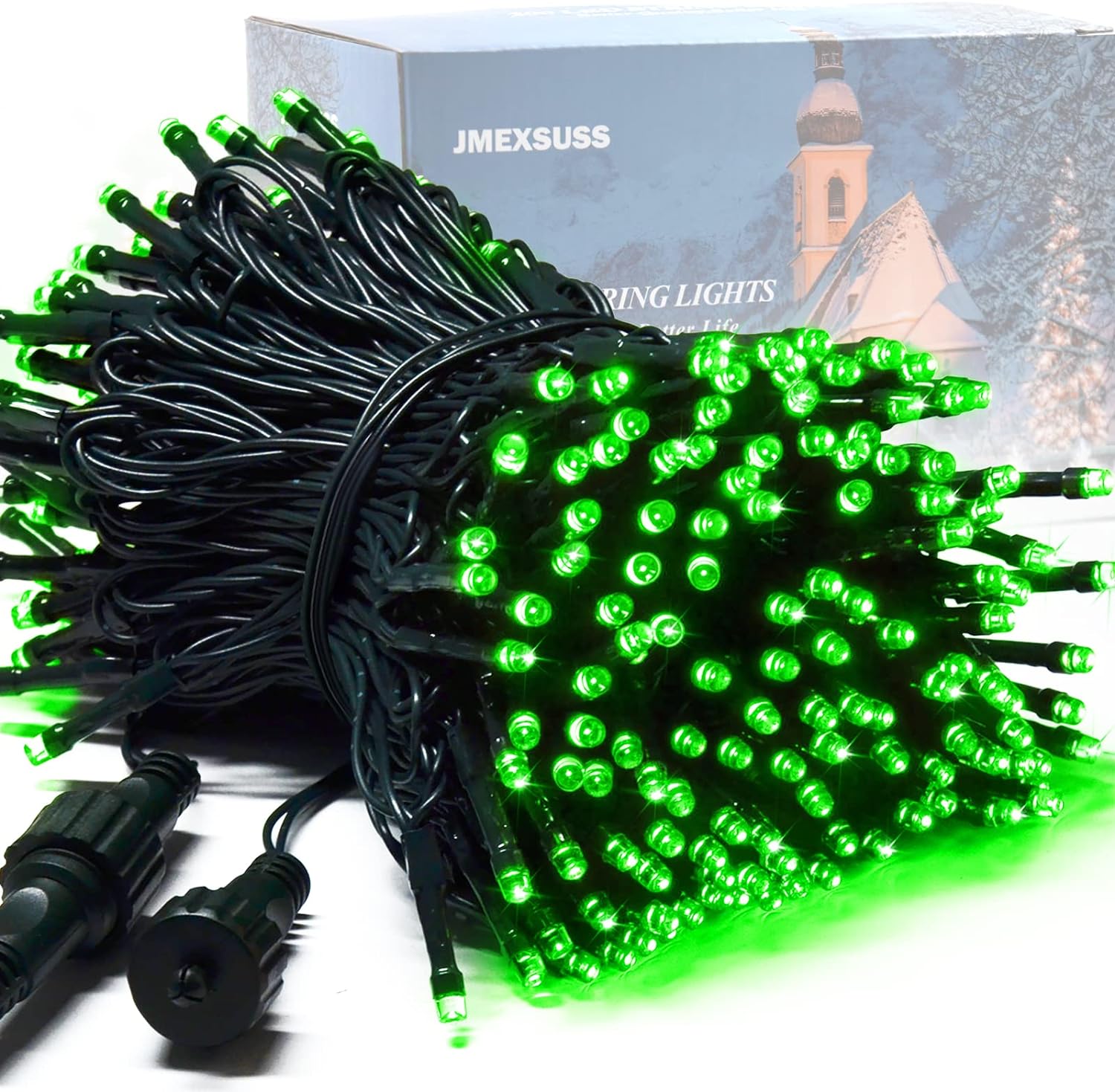 JMEXSUSS 200 LED Christmas String Lights Outdoor, 66ft Expandable Green String L...