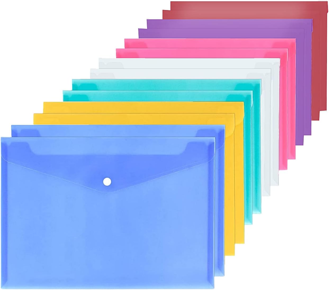 14 Pcs A4 Plastic Wallets File Folders Stationary Document Folders with Button