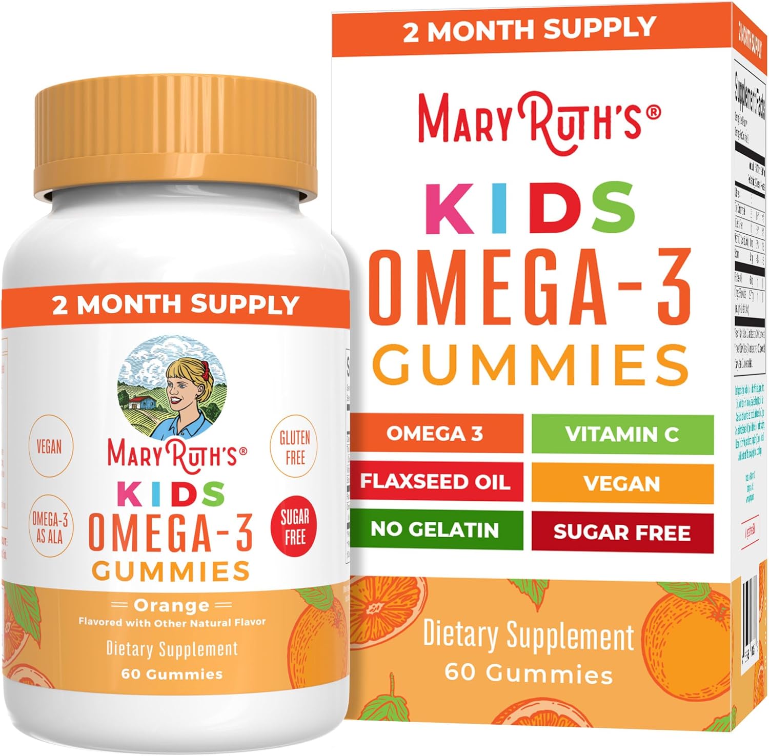 MaryRuth Organics Vegan Omega 3 Gummies for Kids 2+, 2 Month Supply, Sugar Free,...