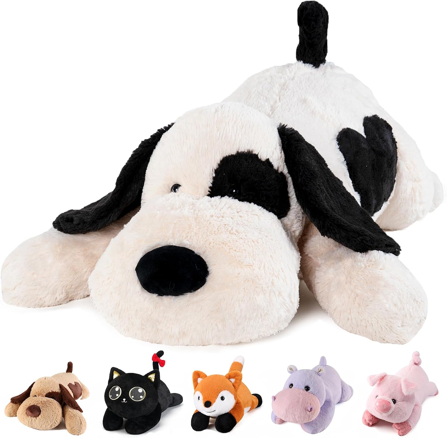 meowtastic Black & White Dog Weighted Stuffed Animals - 22 Inch 4.5 Pounds Weigh...