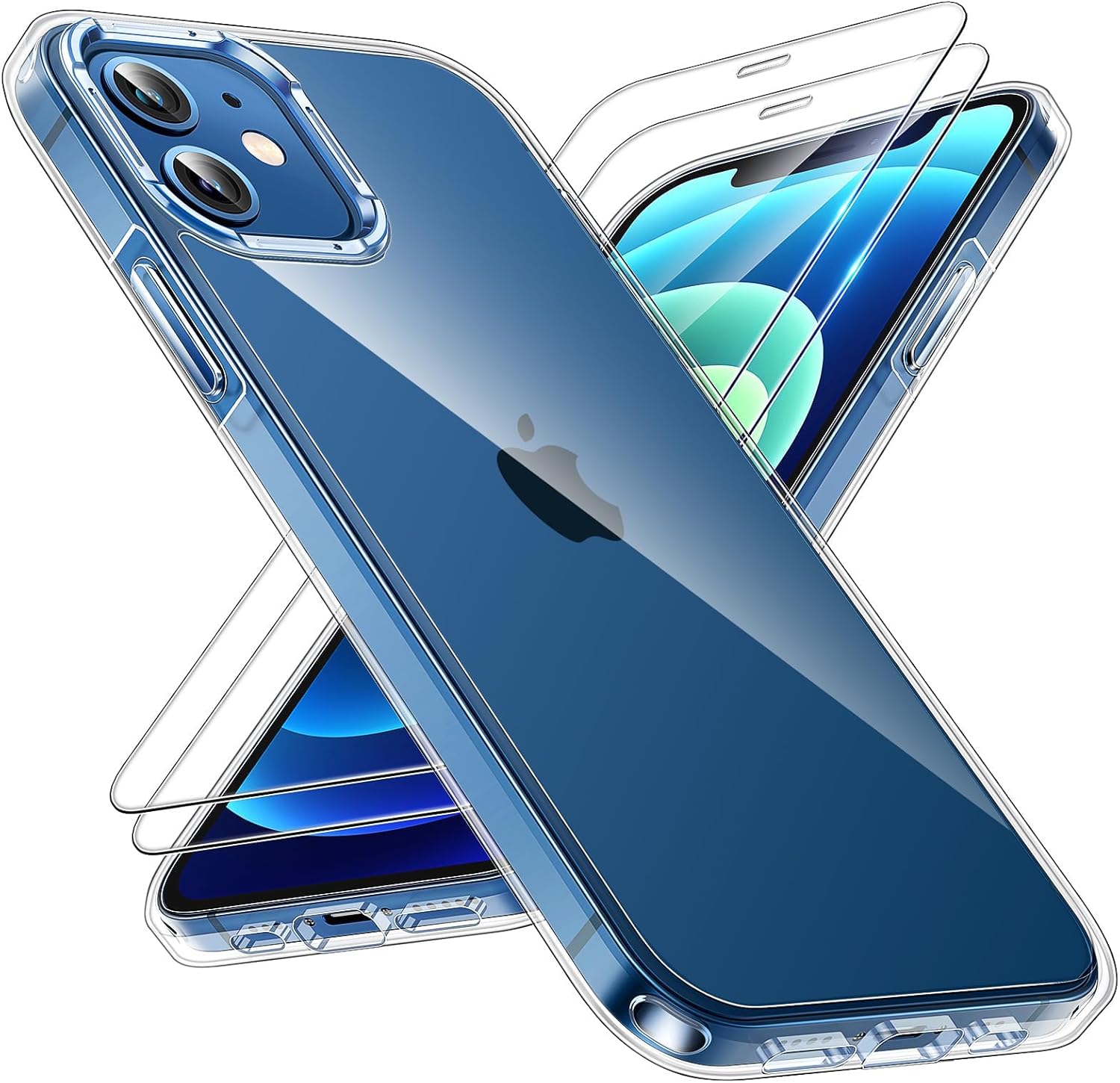 TAURI 3 in 1 Clear Designed for iPhone 12 Case/12 Pro Case, and 2X HD Screen Pro...