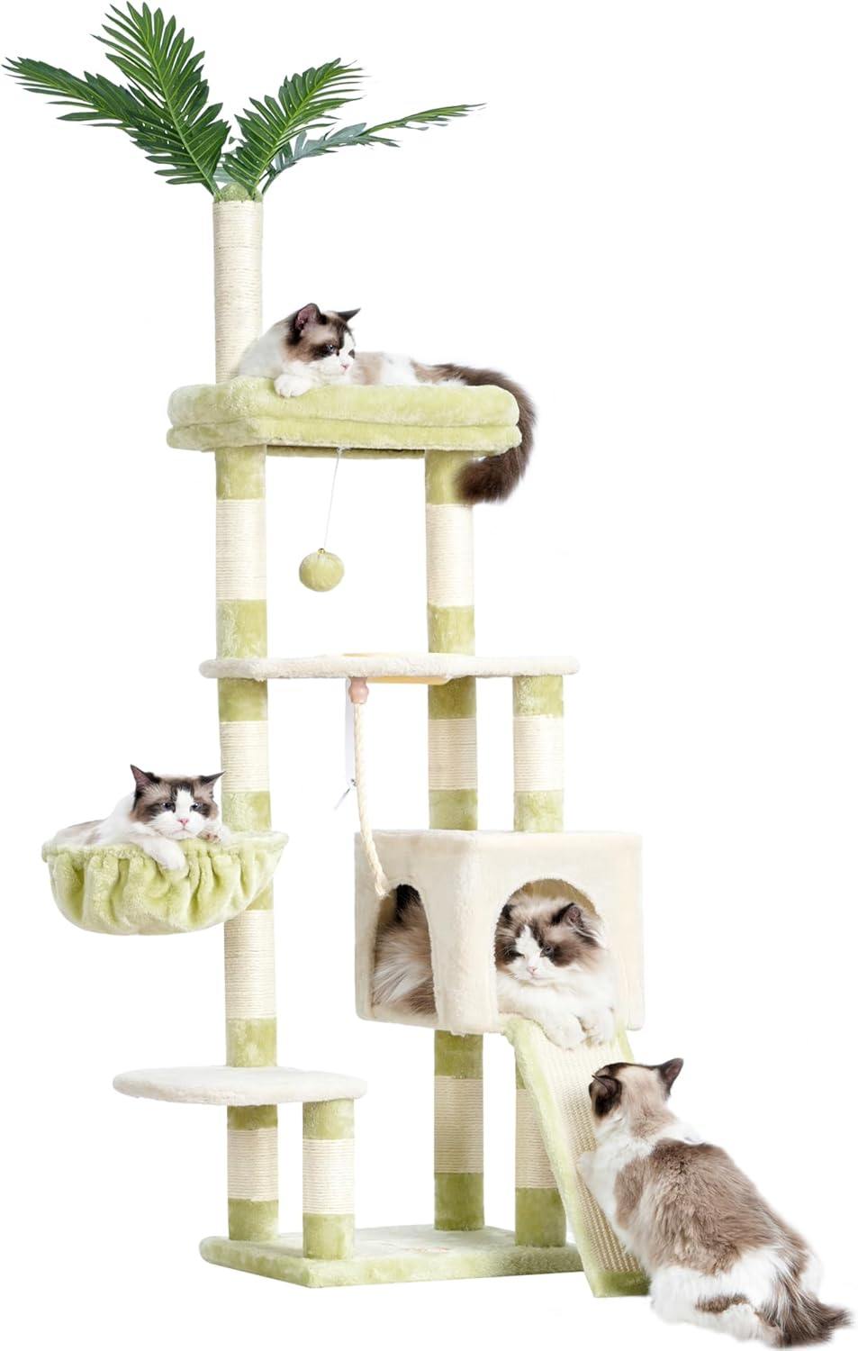 Heybly Cat Tree,Cat Tower for Indoor Cats, 65.4 inches Cat Condo with Perches, B...