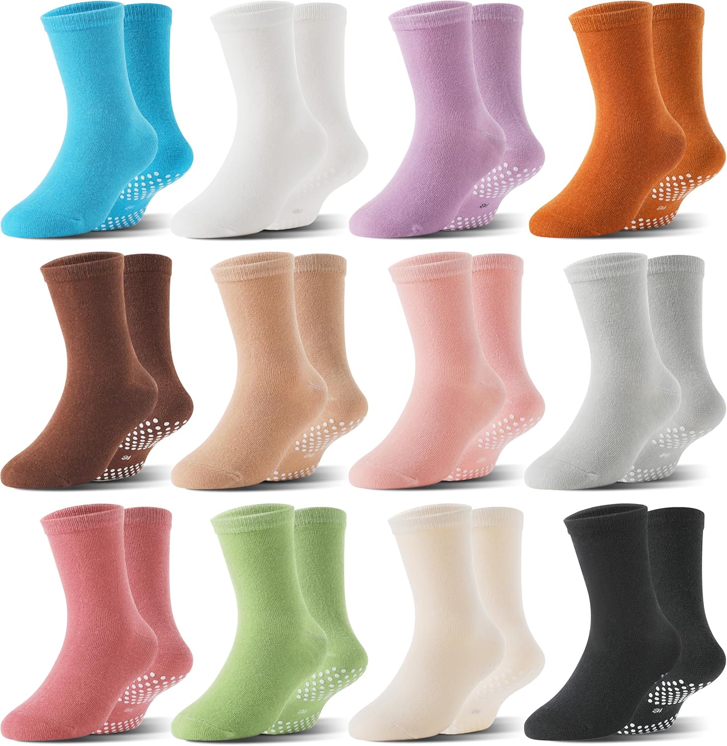 Baby Girls Toddlers Grips Socks 12 Pairs Kids Anti Slip Non Skid Animal Funny Ca...