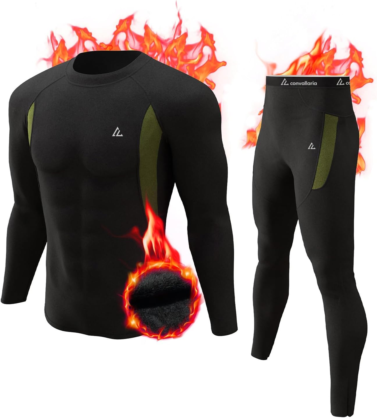 CL convallaria Men's Thermal Underwear Set Long Johns Long Sleeve Top and Bottom...