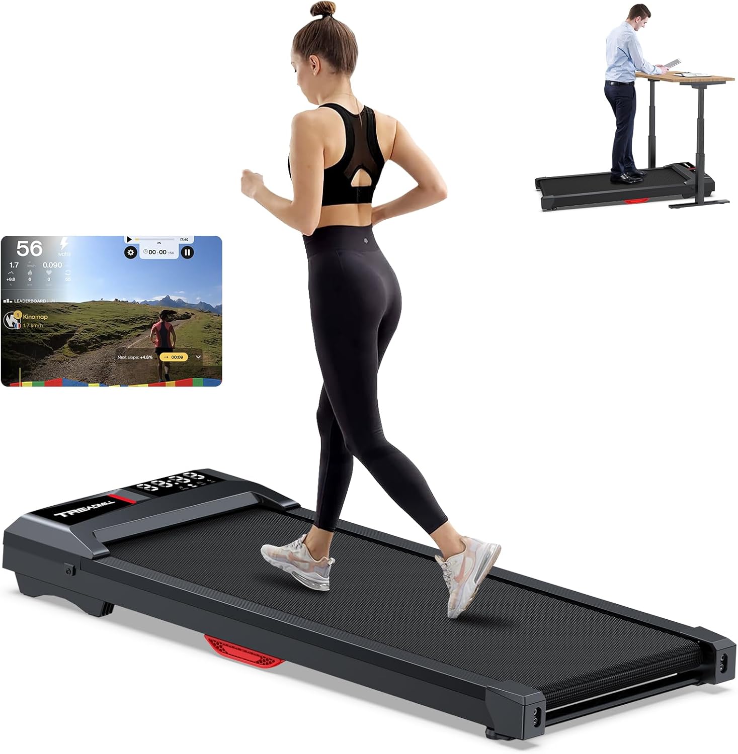 WELLFIT Walking Pad, 265/300+lbs Capacity Under Desk Treadmill, Only 39lb Lightw...