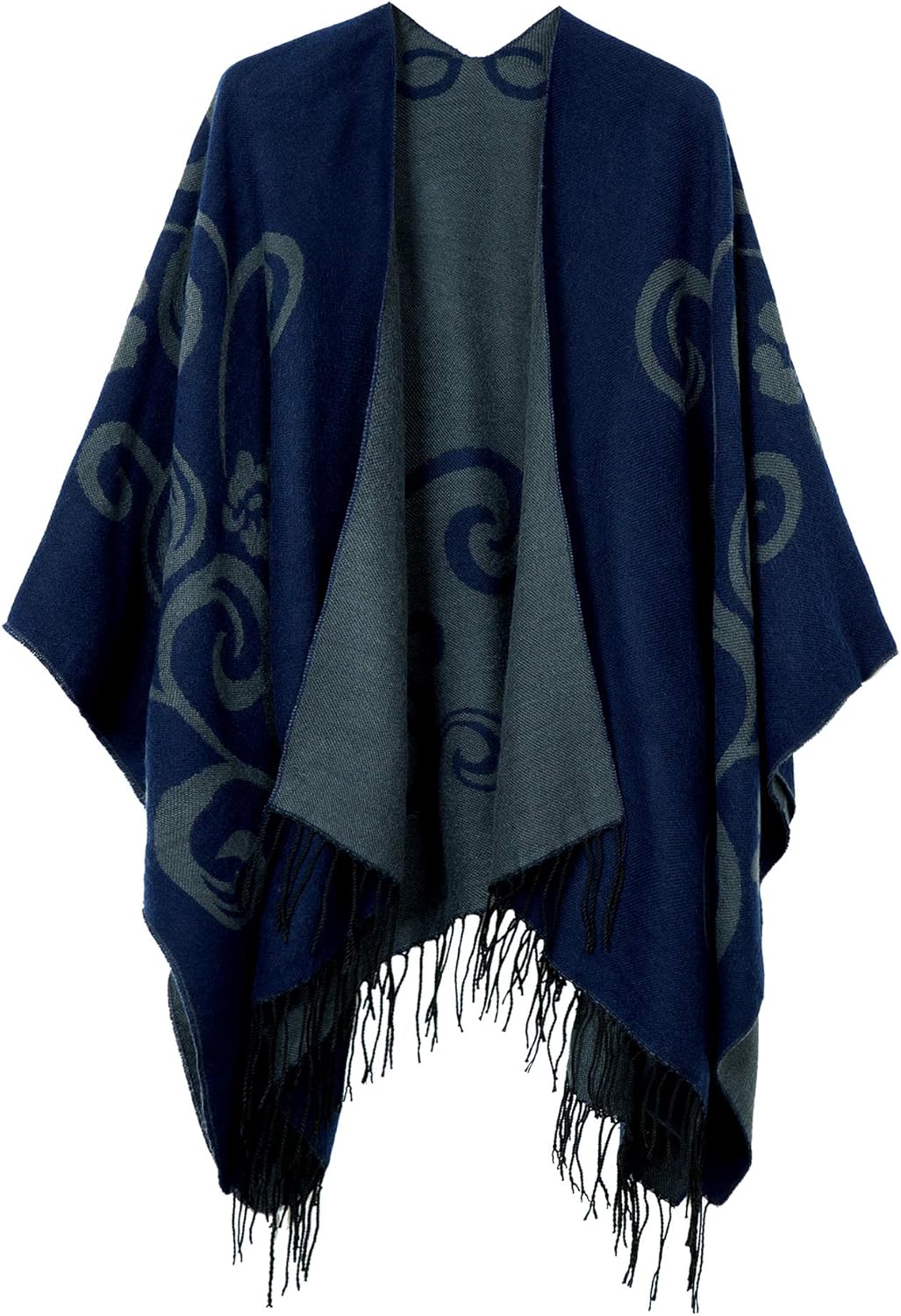 Urban CoCo Women's Printed Tassel Open front Poncho Cape Cardigan Wrap Shawl Ser...