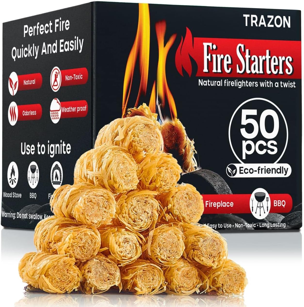 Fire Starters for Campfires Grill BBQ Fireplace, C...