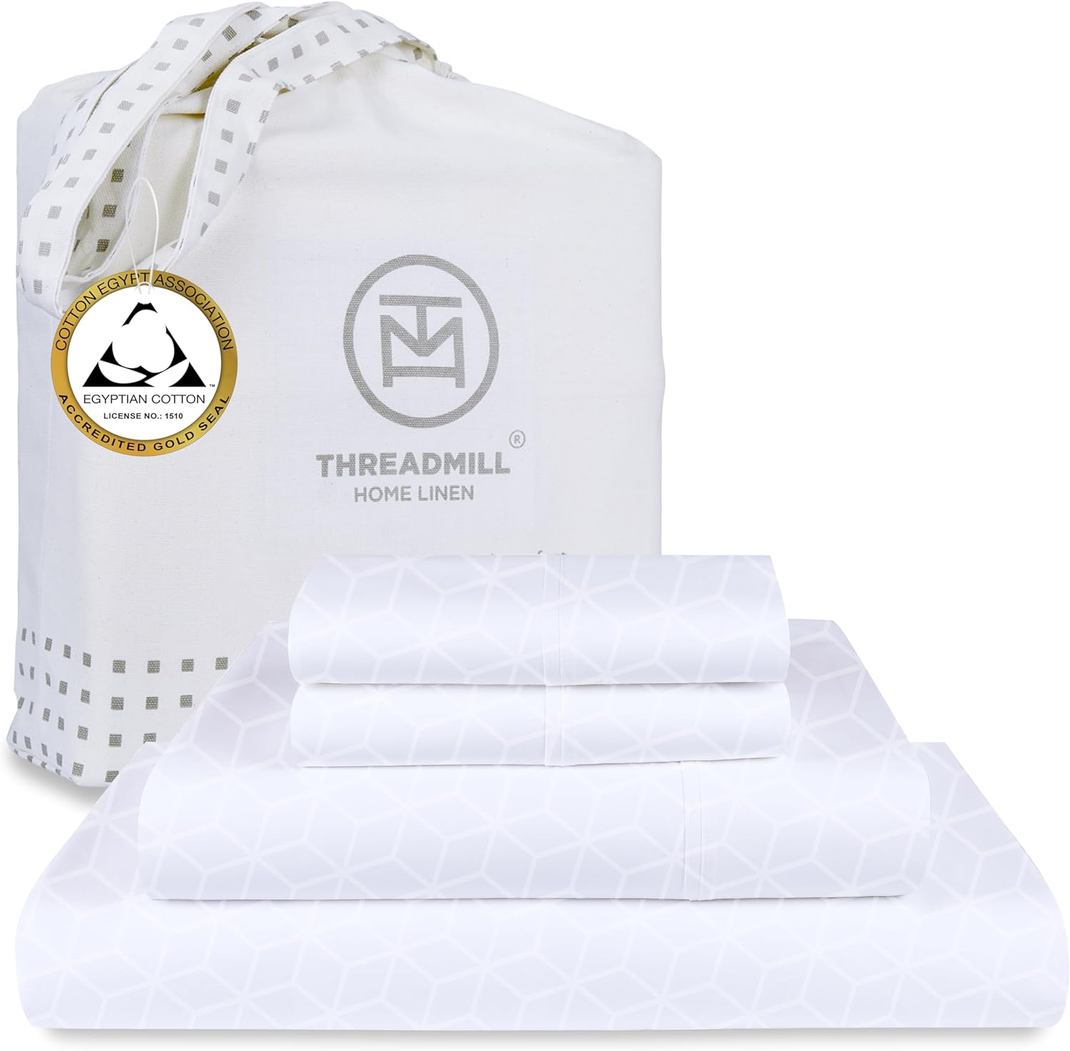 Threadmill Egyptian Cotton Sheets for King Size Bed | 100% Certified Egyptian Co...