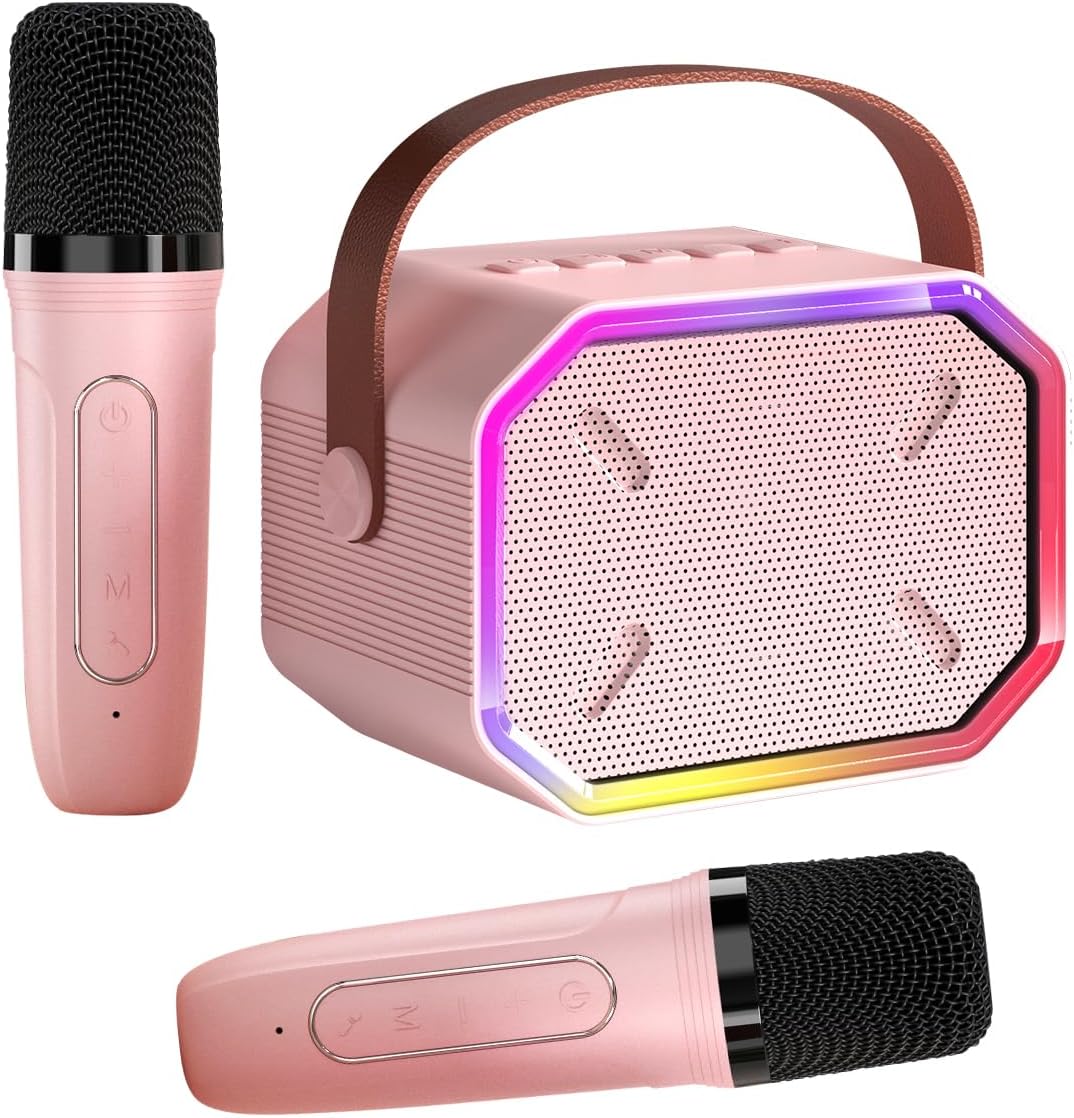 Karaoke Machine for Kids and Adults, Mini Portable Bluetooth Speaker with 2 Wire...