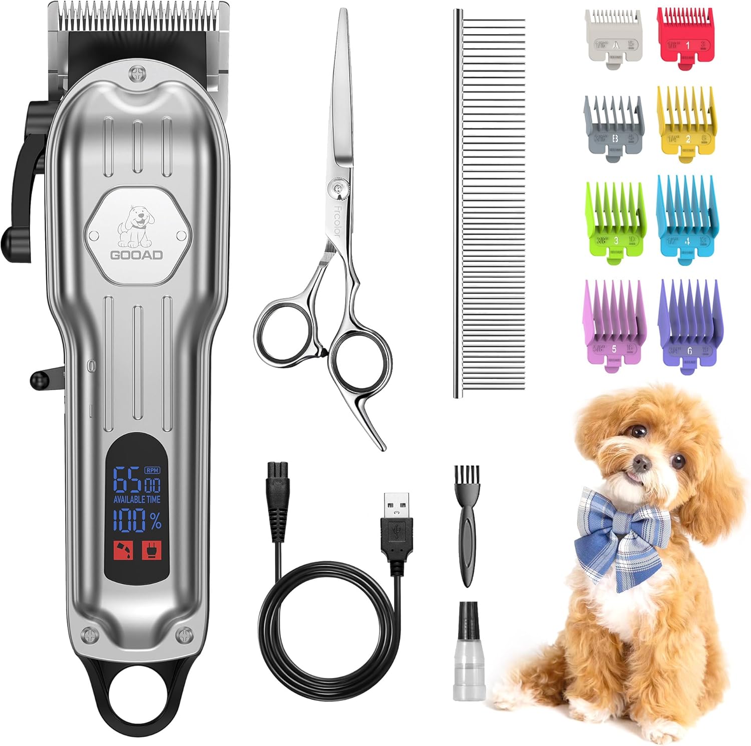 Professional Dog Grooming Clippers Cordless Dog Trimmer for Grooming Heavy Thick...