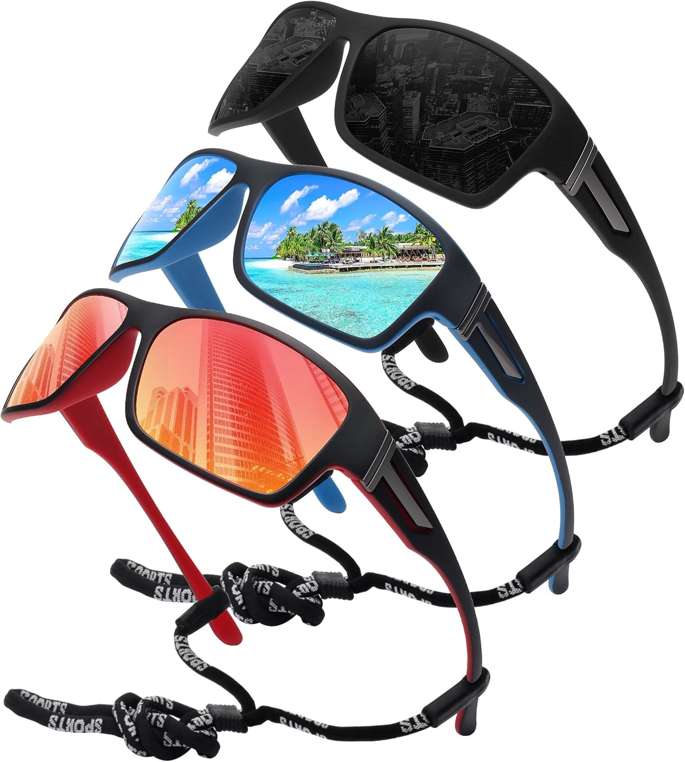 STORYCOAST Polarized Sports Sunglasses for Men Women Unbreakable Frame Cycling F...