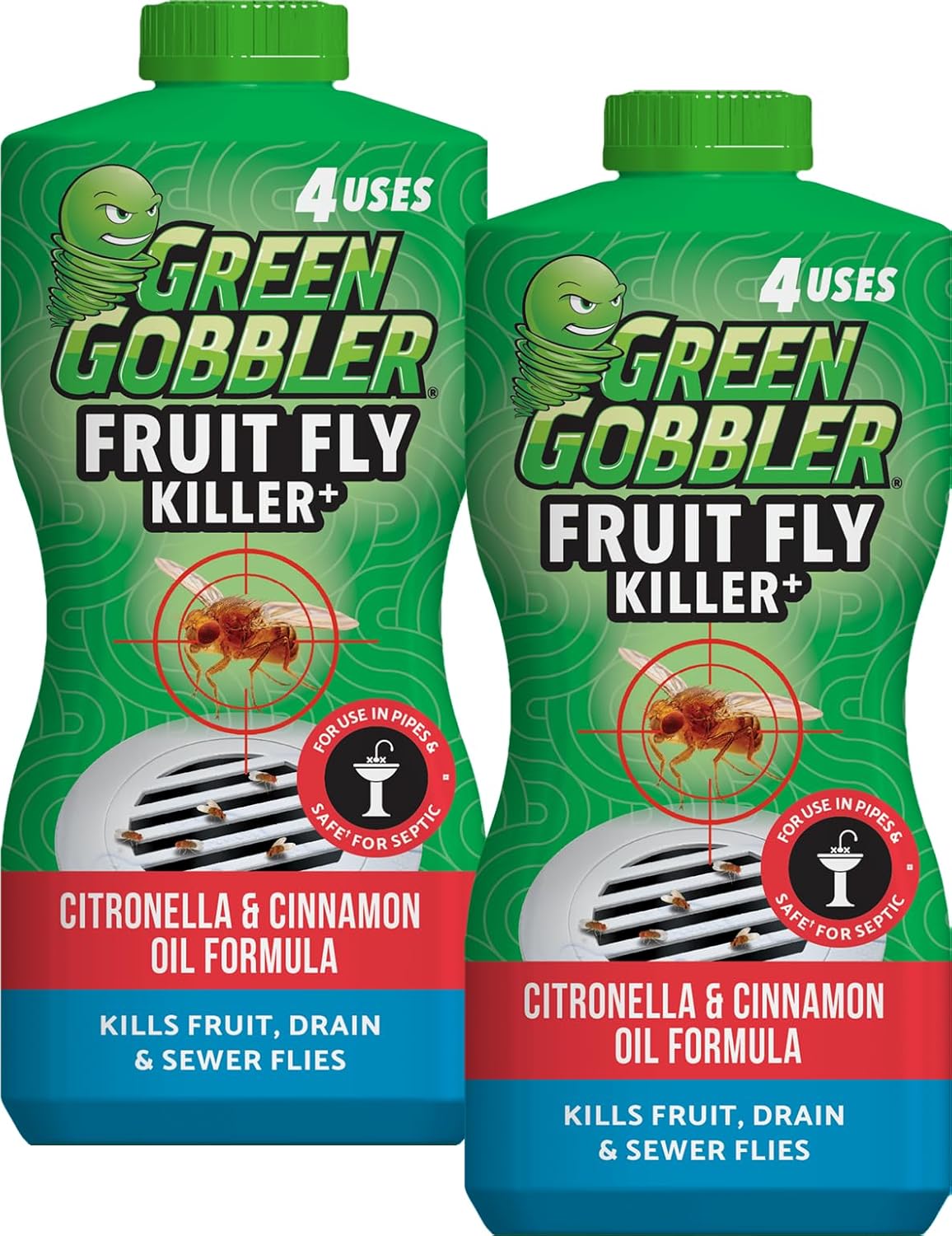 Green Gobbler Fruit Fly Killer+ - Kills Fruit Flies, Drain Flies & Sewer Flies,...