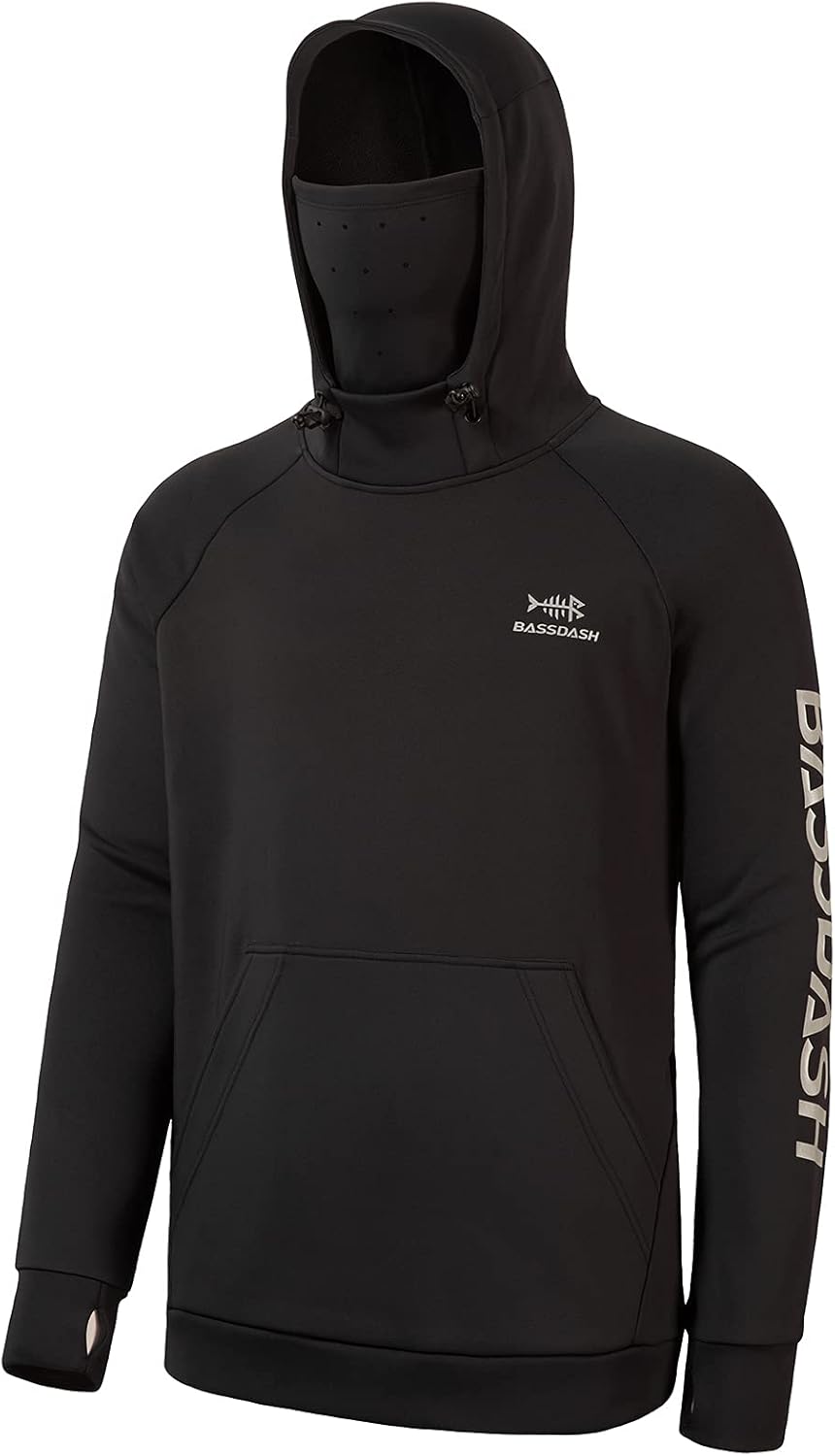 BASSDASH Men’s Fishing Fleece Hoodie with Neck Gaiter Water Resistant Performanc...