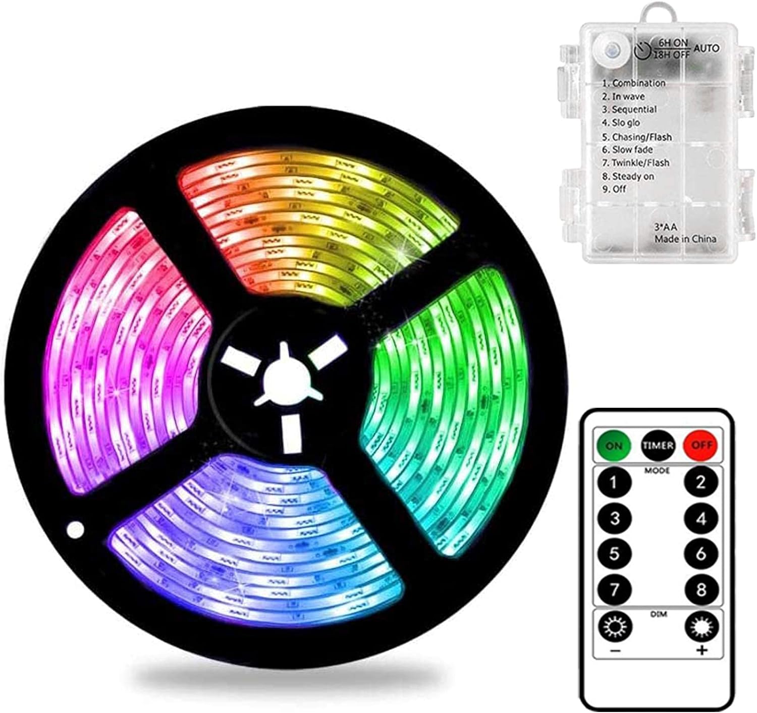 CCILAND 3m Battery Powered LED Strip Lights with Remote Control, Waterproof Flex...
