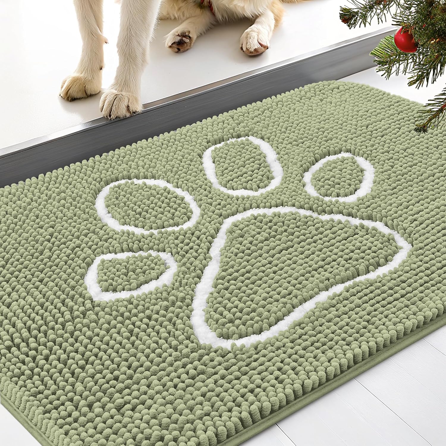Smiry Dog Door Mat for Muddy Paws, Absorbent Dirt Trapper Non-Slip Washable Mat,...