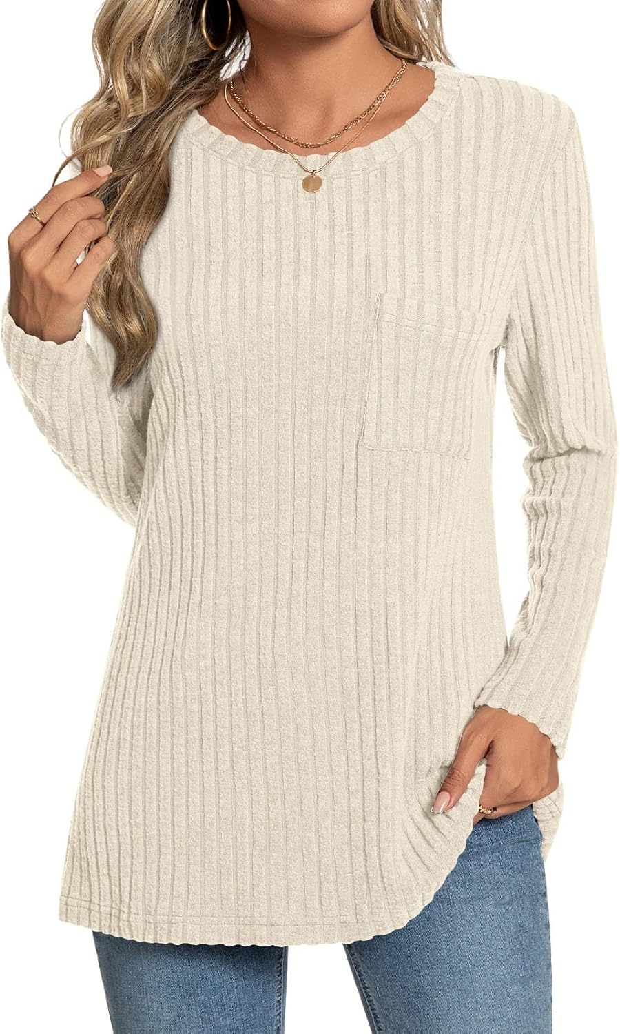 Bestbee Ladies Spring Long Sleeve Jumpers Crew Neck Tunic Dressy Sweater Shirts...