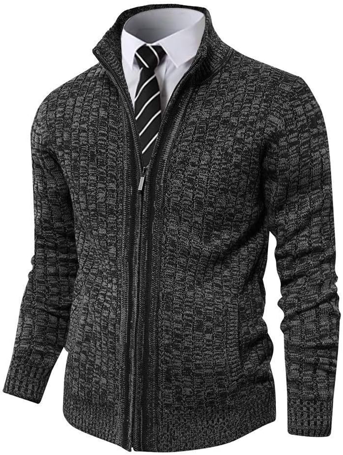Pioneer Camp Men's Cardigan Sweaters Full Zip Up Stand Collar Slim Fit Casual Kn...