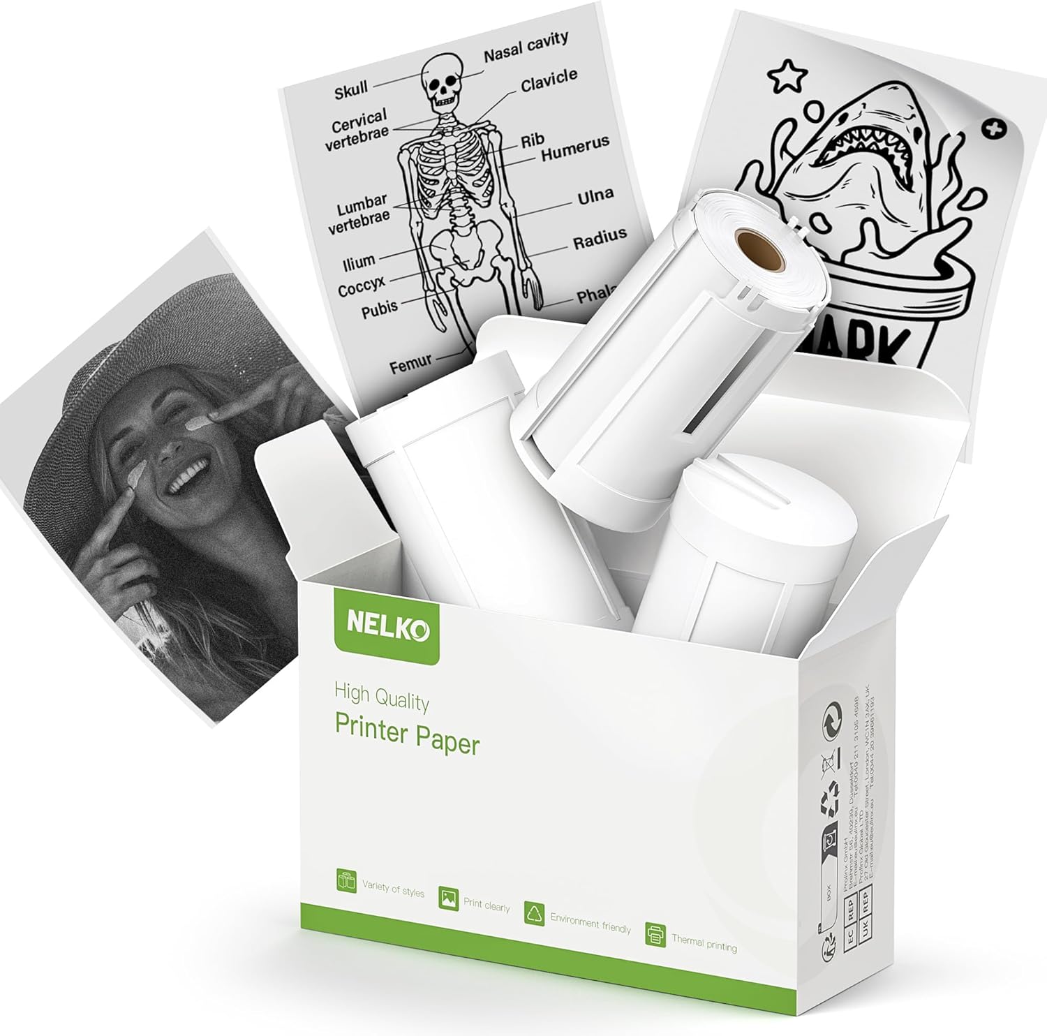 Nelko Genuine Self-Adhesive Thermal Printer Stickers, Compatible with PM230 Mini...