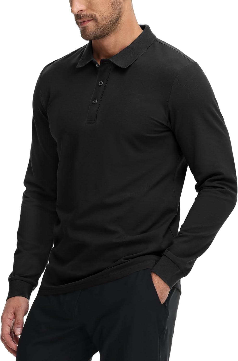 MIER Polo Shirts for Men Cotton Long Sleeve Golf Tennis Collared Shirt for Casua...
