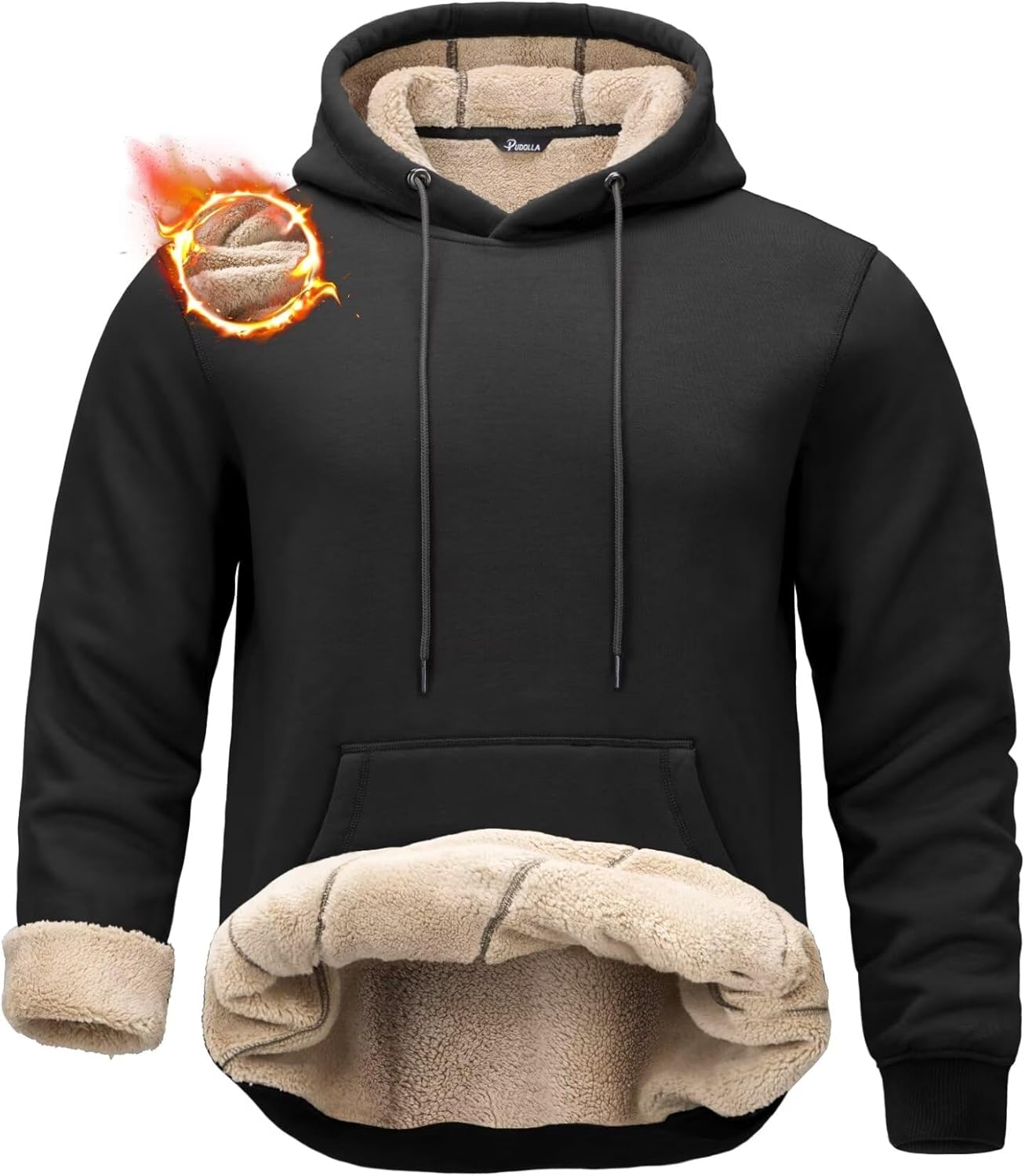 Pudolla Men's Sherpa Hoodie Pullover Winter Thick Warm Fleece Lined Hoodies Athl...