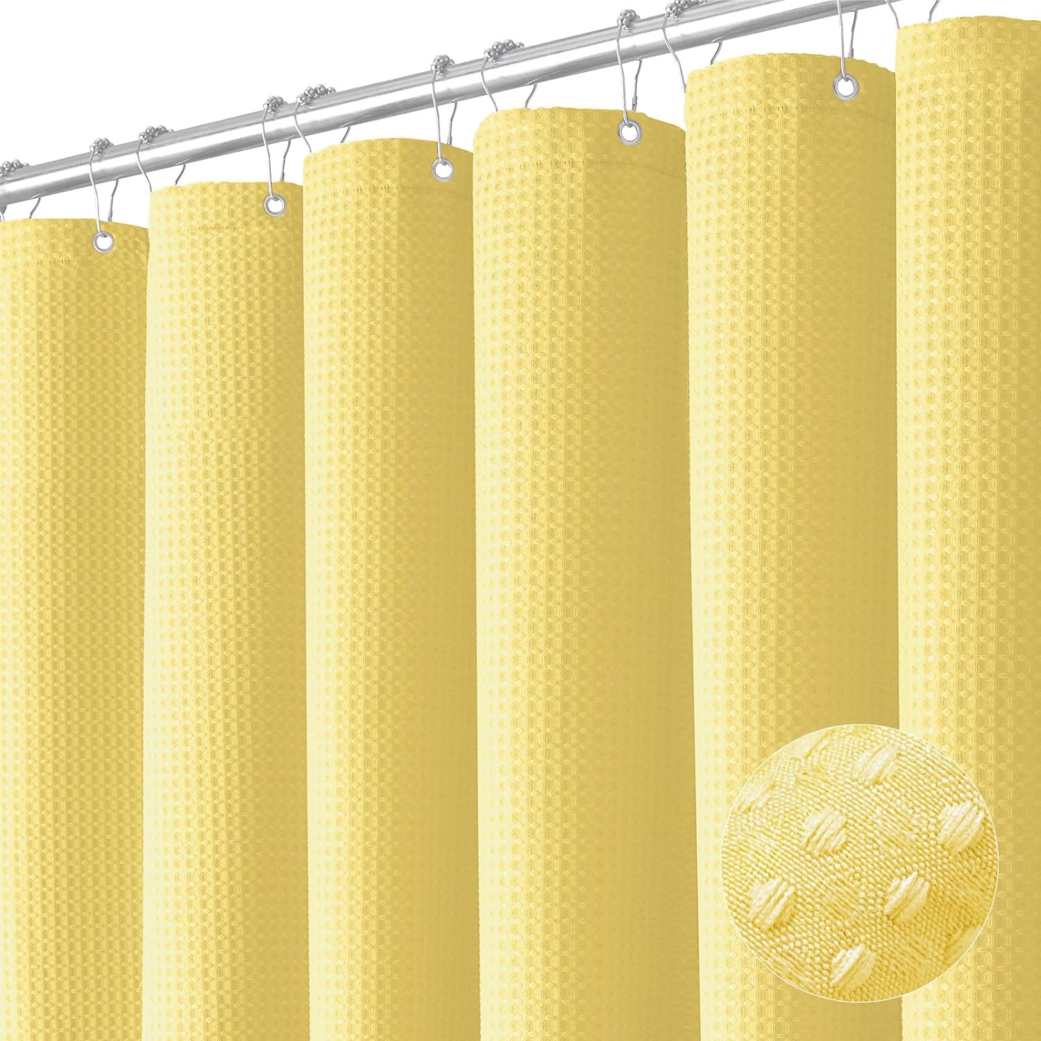 Dynamene Extra Long Shower Curtain - 84 Inch Long Waffle Weave Heavy Duty Fabric...