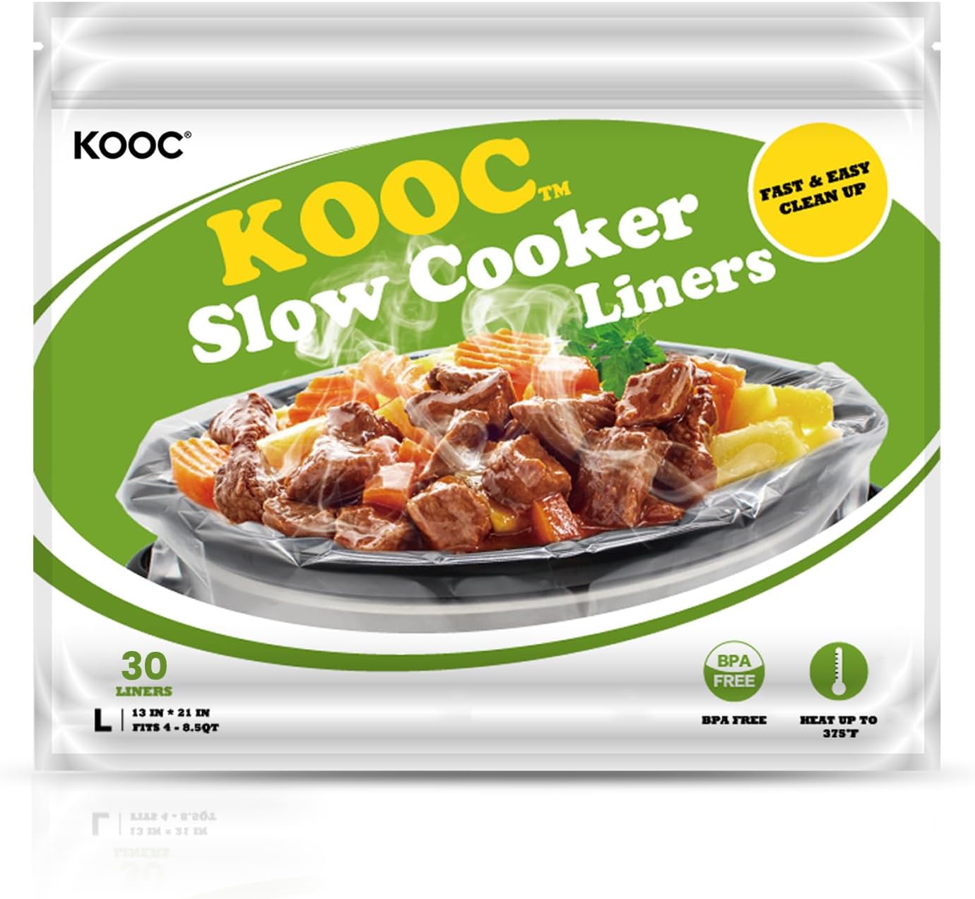 KOOC Slow Cooker Liners 13"x21" 30 Count Large Size Disposable Pot Liners Christ...
