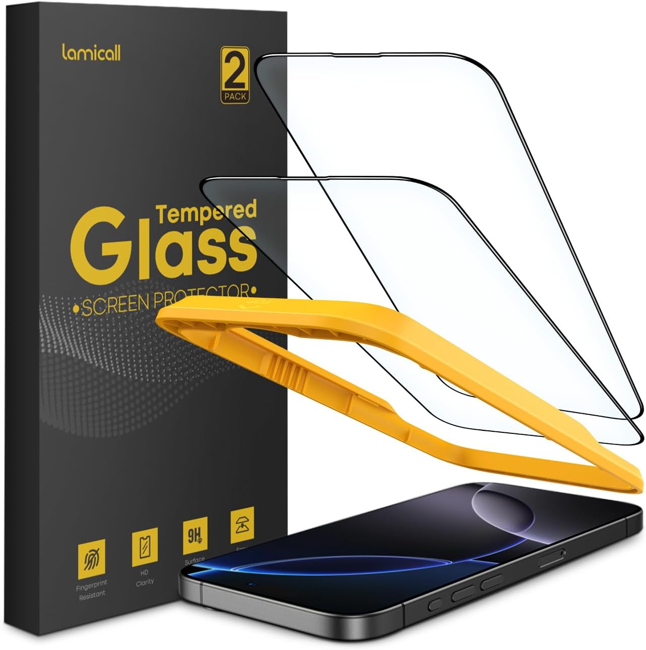 Lamicall Screen Protector for iPhone 16 Pro Max (6.9"), [Top 9H Tempered Glass F...