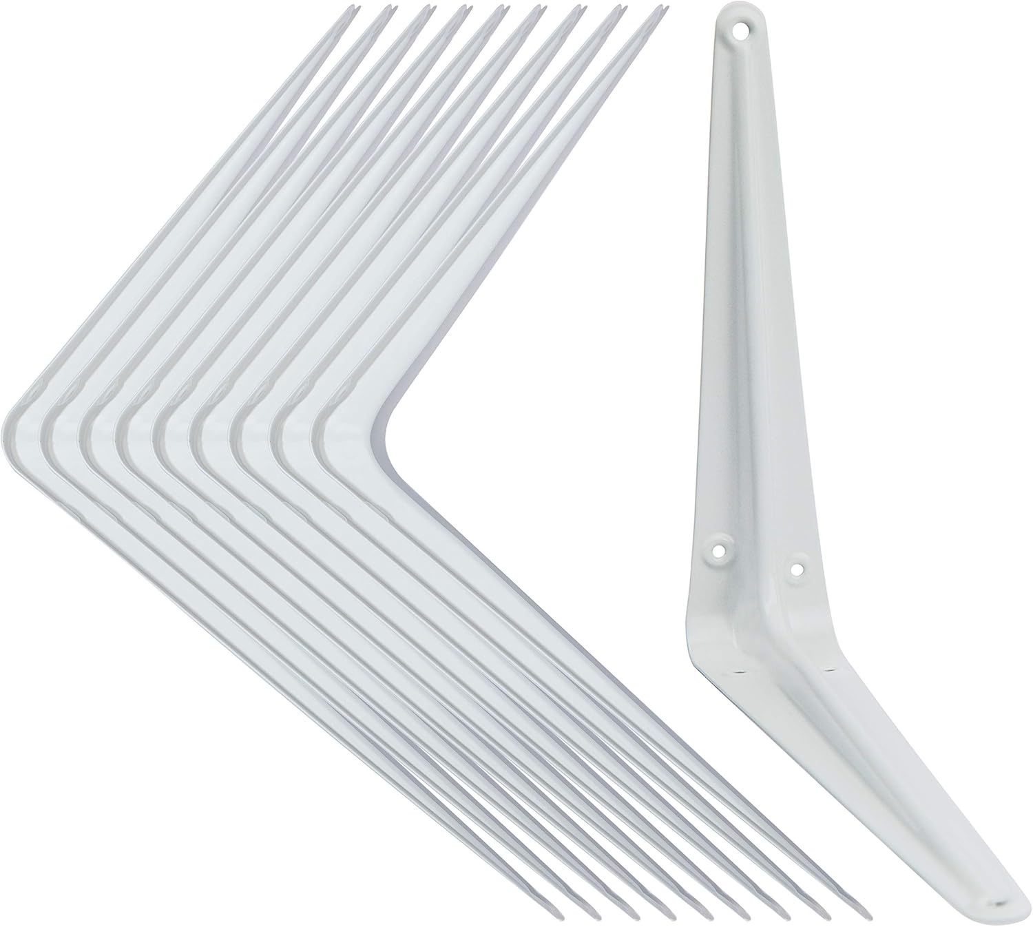 Shelf Brackets White 8 x 10 inch Pack of 10 Wall L-Bracket Supports for Hanging...