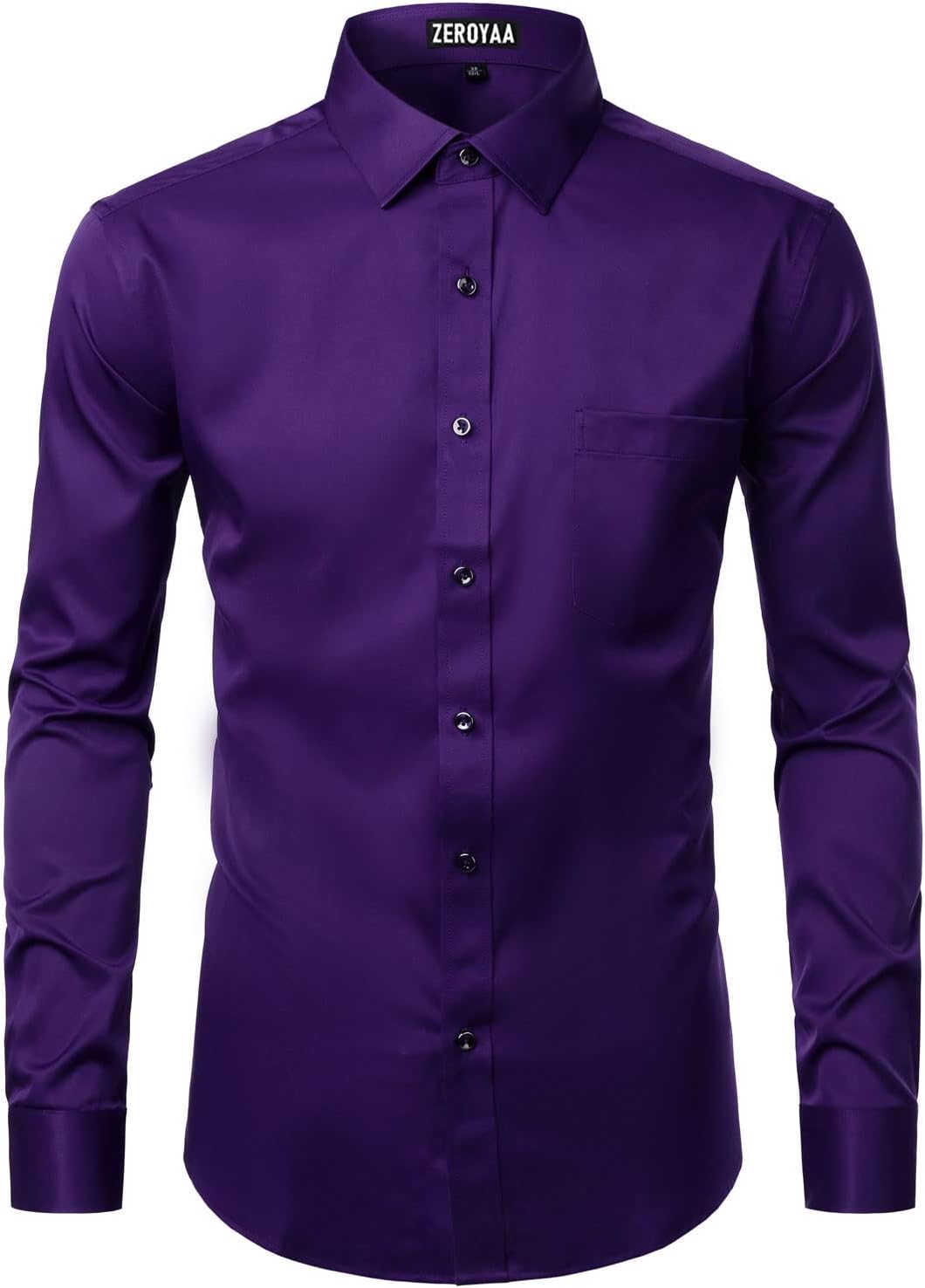 ZEROYAA Men's Business Formal Slim Fit Long Sleeve Button Up Dress Shirts with P...