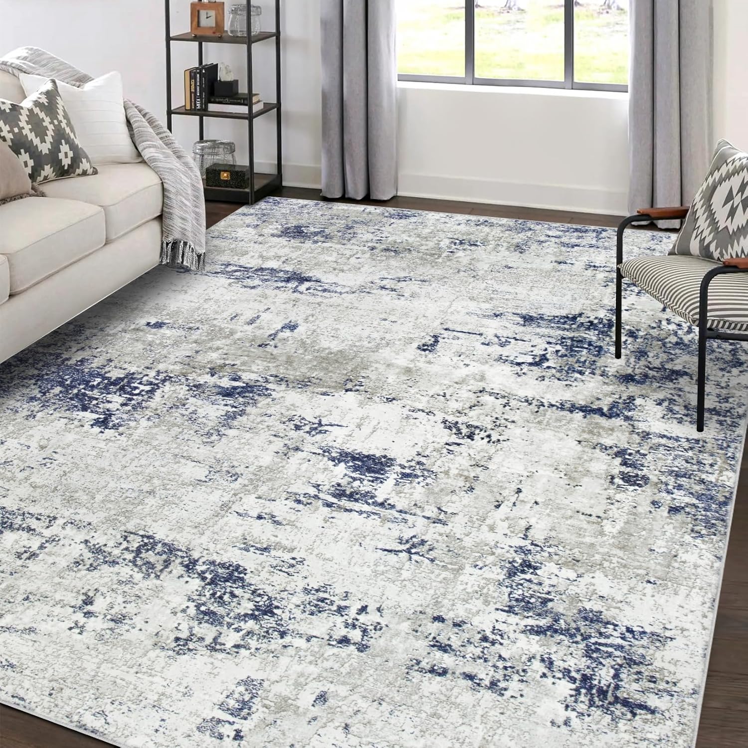 Area Rugs 8x10 Living Room: Large Modern Abstract Washable Rug Soft Anti-Skid No...