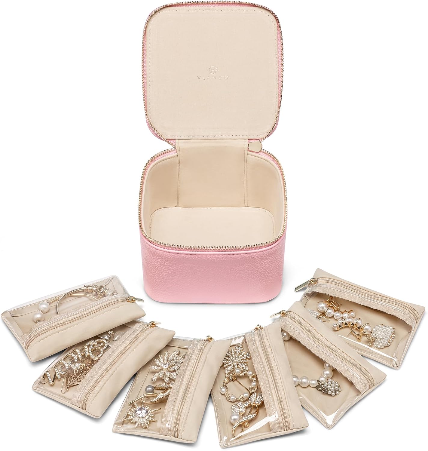 Vlando Small Jewelry Box Organizer,Travel Jewelry Storage with 6 Velvet Jewelry...