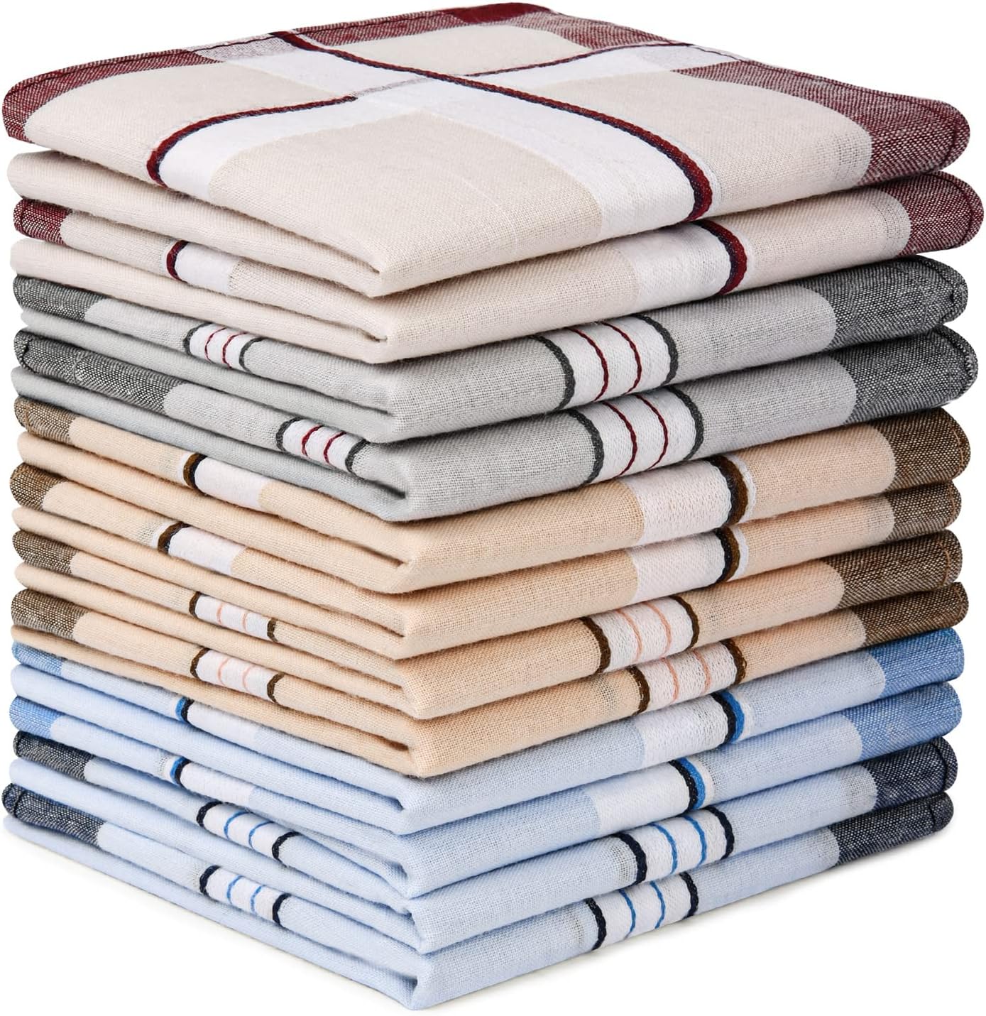 Aomig Men's Handkerchiefs, 12 Pack Soft Gents Hankies Set, Mens Premium Handkerc...