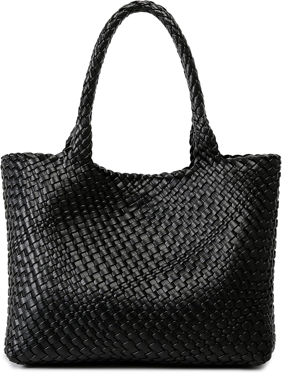 Queenoris Woven Bag for Women, Fashion Top Handle Shoulder Bag Vegan Leather Sho...