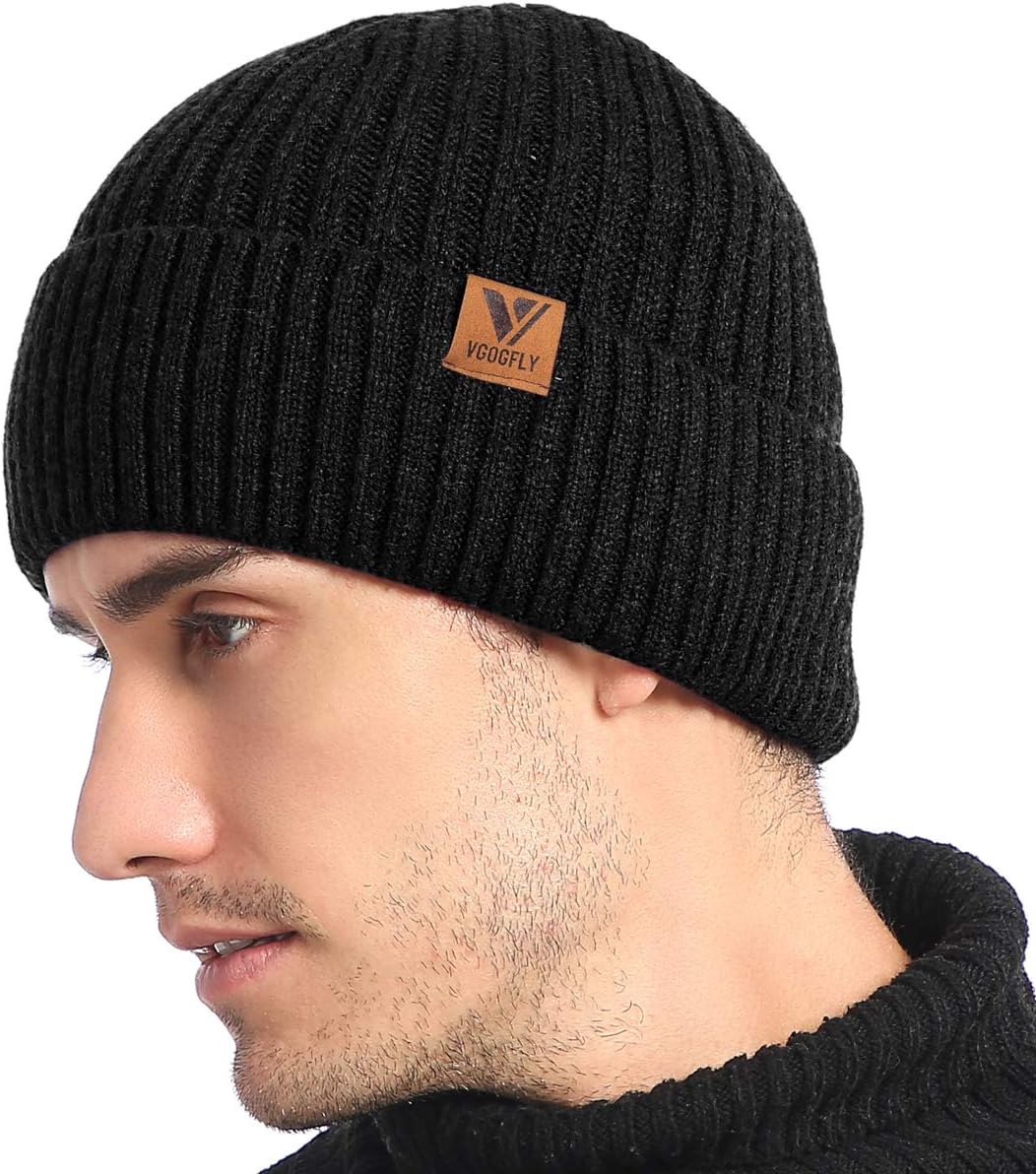 Vgogfly Lined Men Beanie Slouchy Knit Skull Cap Warm Stocking Hats Guys Women St...