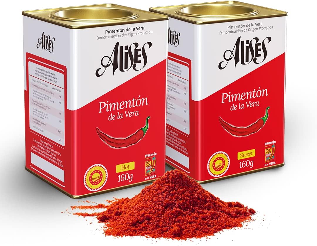 Hot + Sweet Smoked Paprika Powder 160g x2 D.O.P. - Pimenton de la Vera Alises (H...