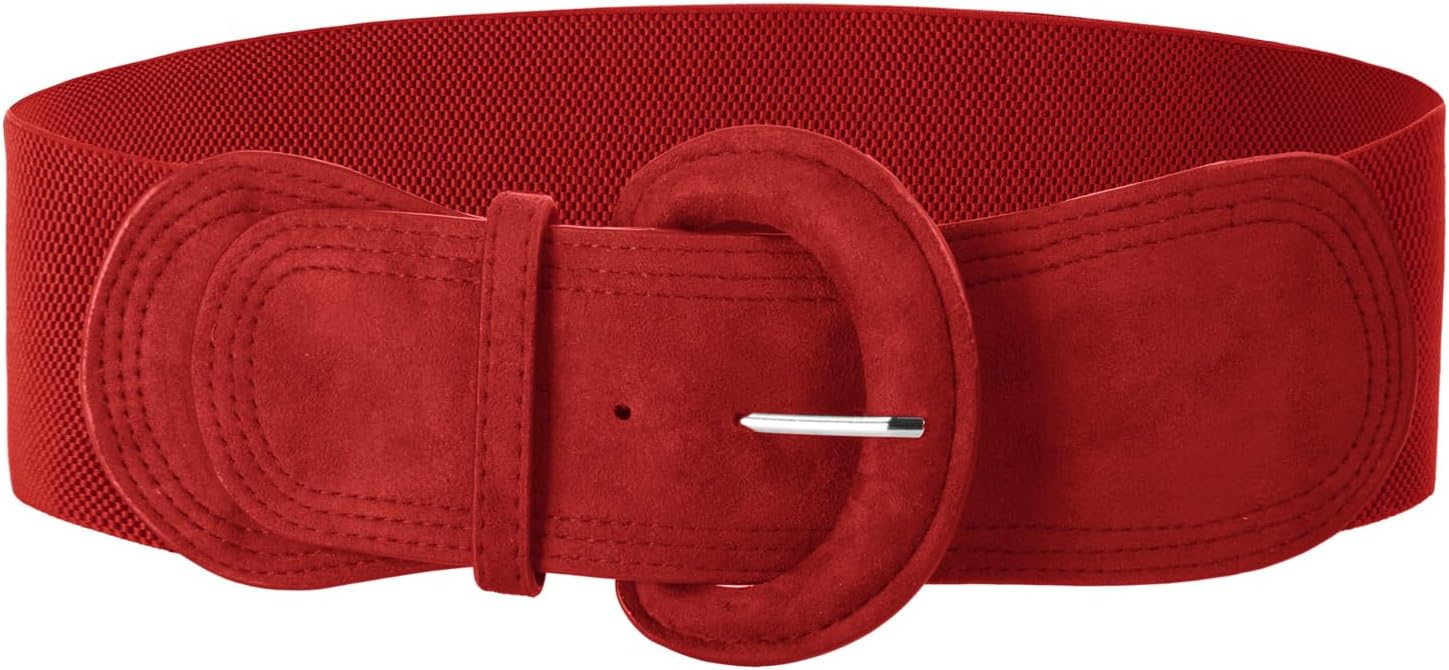 GRACE KARIN Women's Suede Elastic Belt Wide Stretchy Belt Vintage Chunky Buckle...