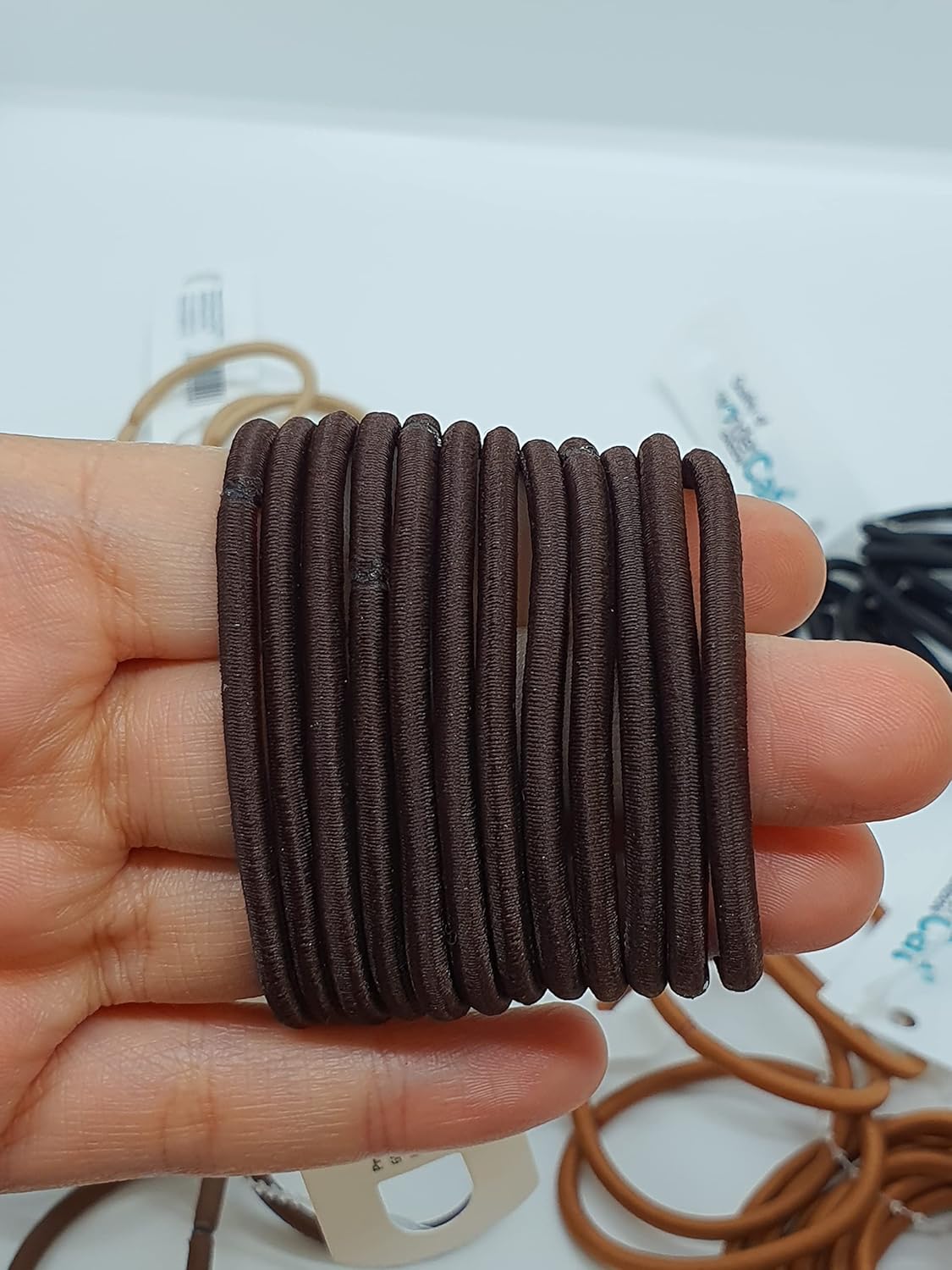 12 PCS BROWN Elastic Hair Bands, 3mm Elastic Hair Ties Ponytail Holders, Bulk Ha...