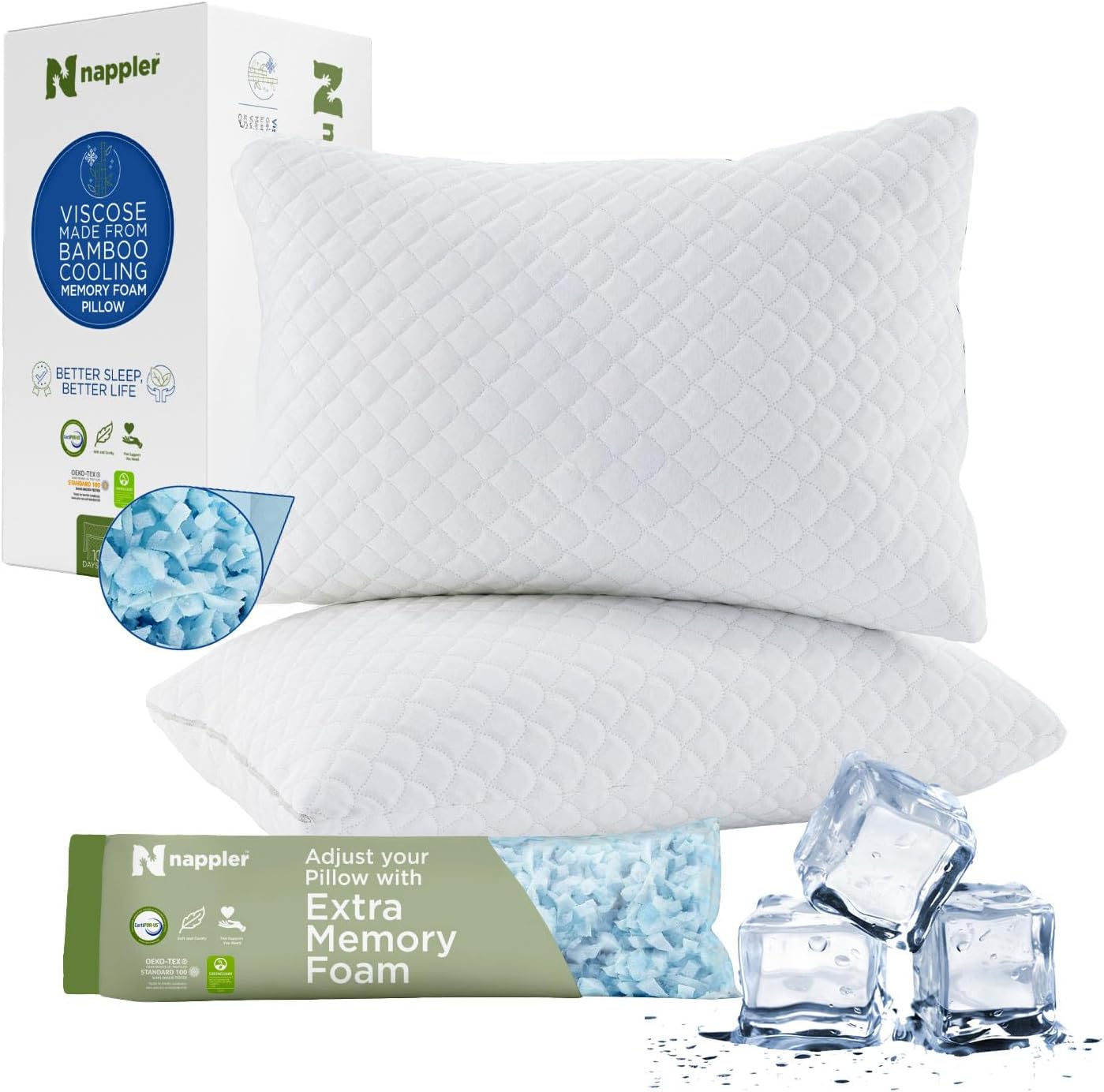Cooling Pillow for hot Sleepers - Bed Pillows Queen Size Premium Set of 2 - Adju...
