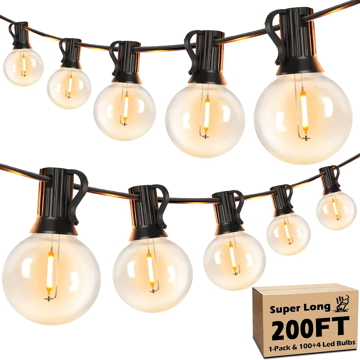 Brightever 200FT Outdoor String Lights Dimmable LED Outside Patio Lights with 10...