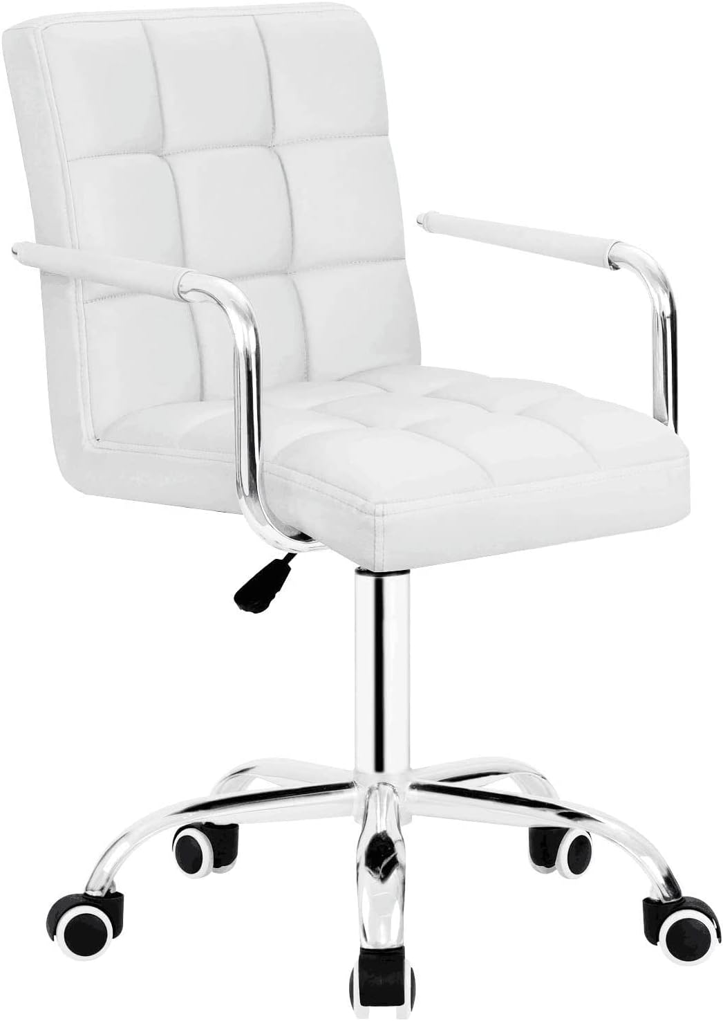 JUMMICO Desk Chair Modern Office Chair with Wheels PU Leather Mid-Back Rolling C...