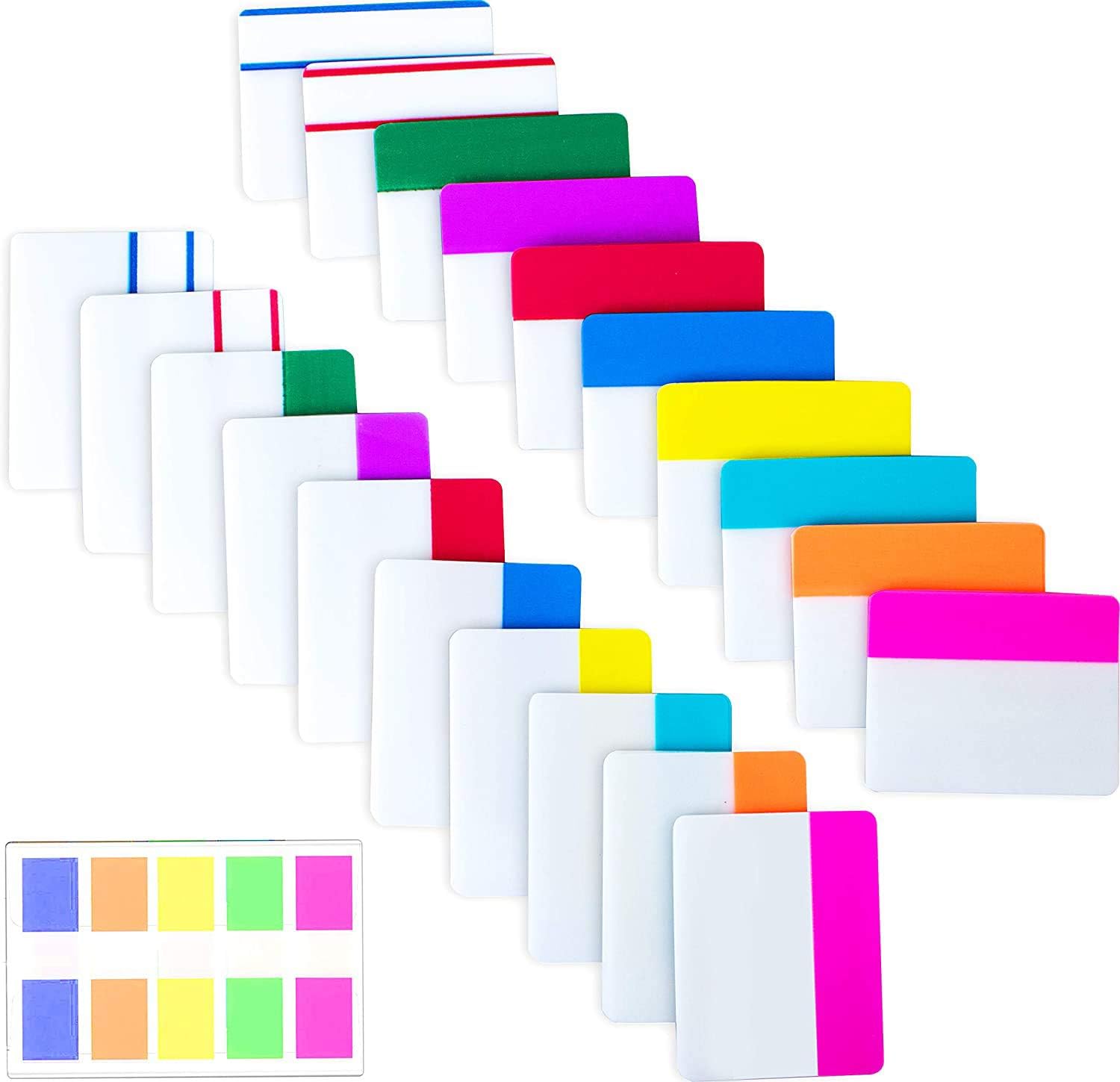 500 Pieces Tabs 2 Inch Sticky Index Tabs, Writable and Repositionable File Tabs...