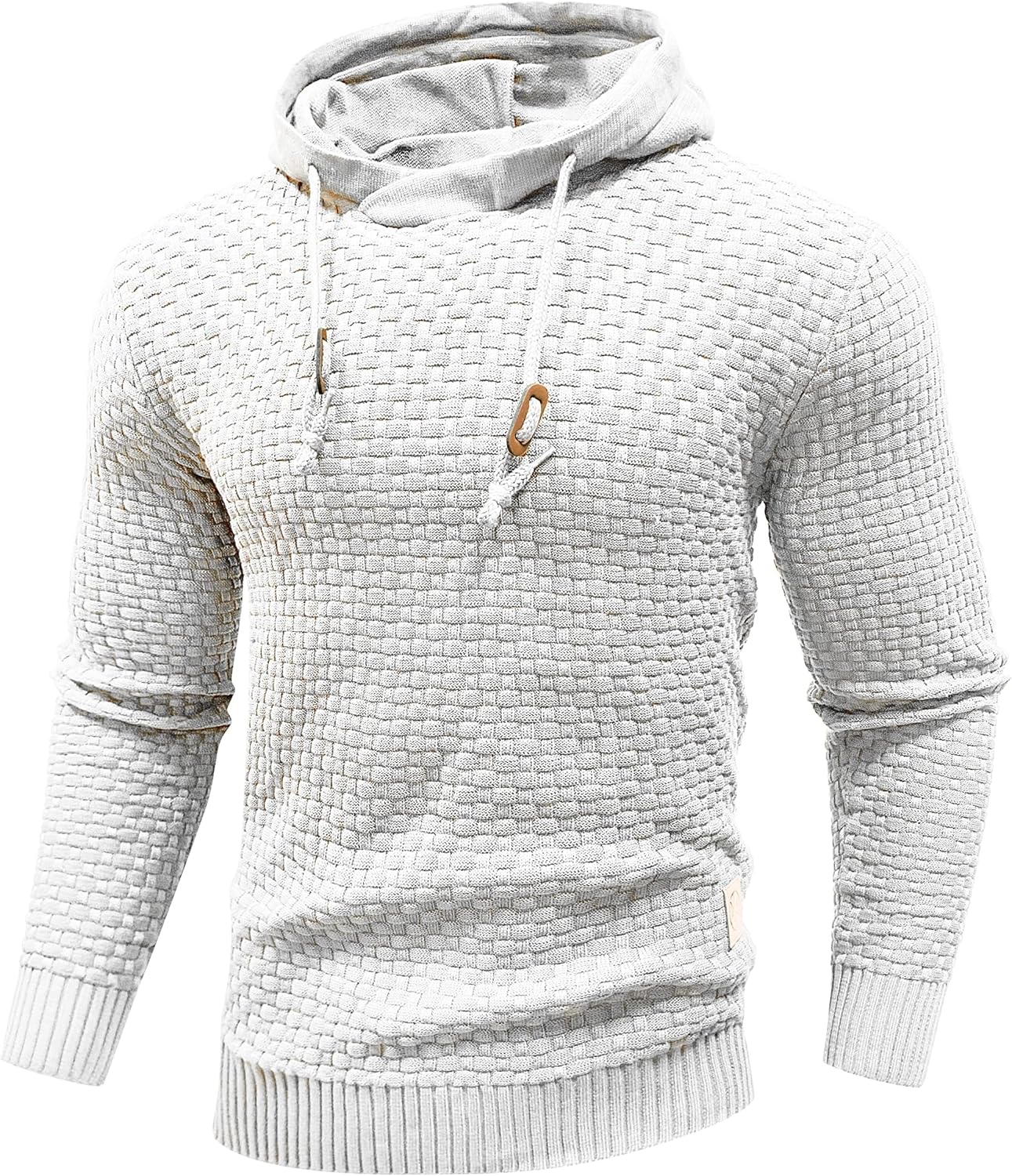 Zaitun Mens Hooded Sweatshirt Long Sleeve Solid Knitted Hoodie Pullover Sweater...