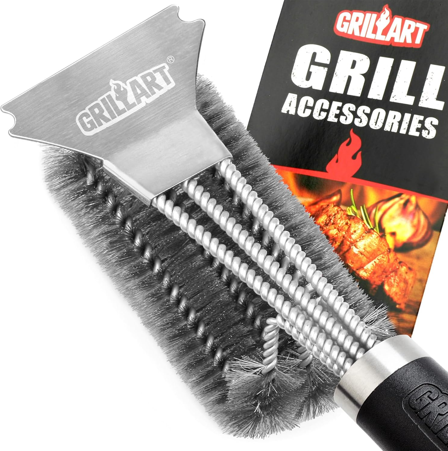 GRILLART Grill Brush and Scraper BBQ Brush for Grill, Safe 18" Stainless Steel W...