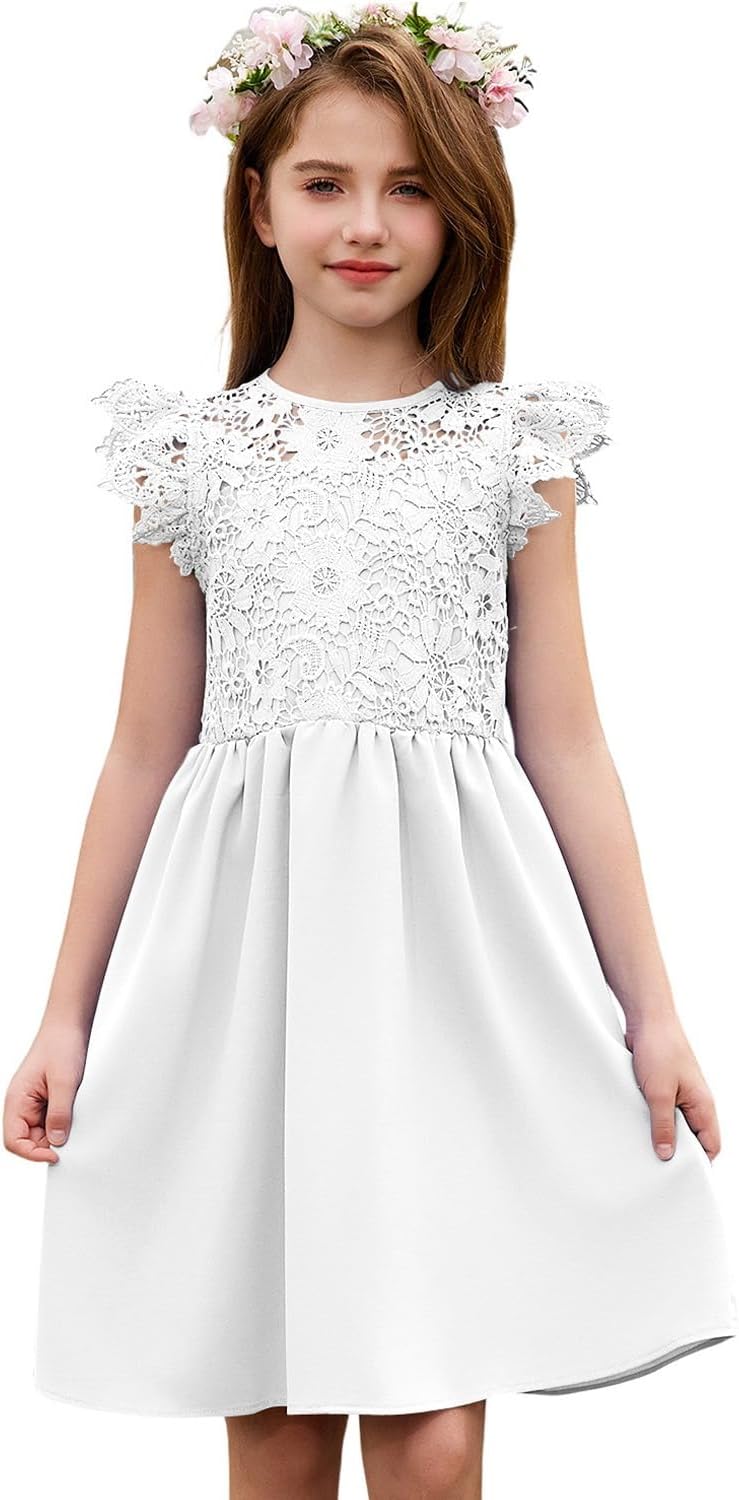 blibean Teen Girls Flower Dresses Semi Formal Sleeveless Wedding Dress Size 6-15...