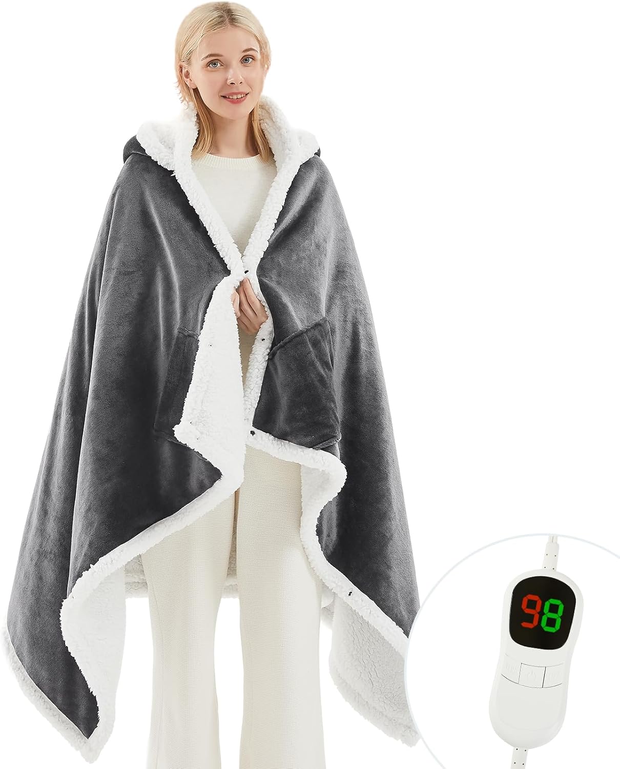 Heated Electric Blanket Shawl: Heating Blanket Heated Throw Blanket Heated Ponch...