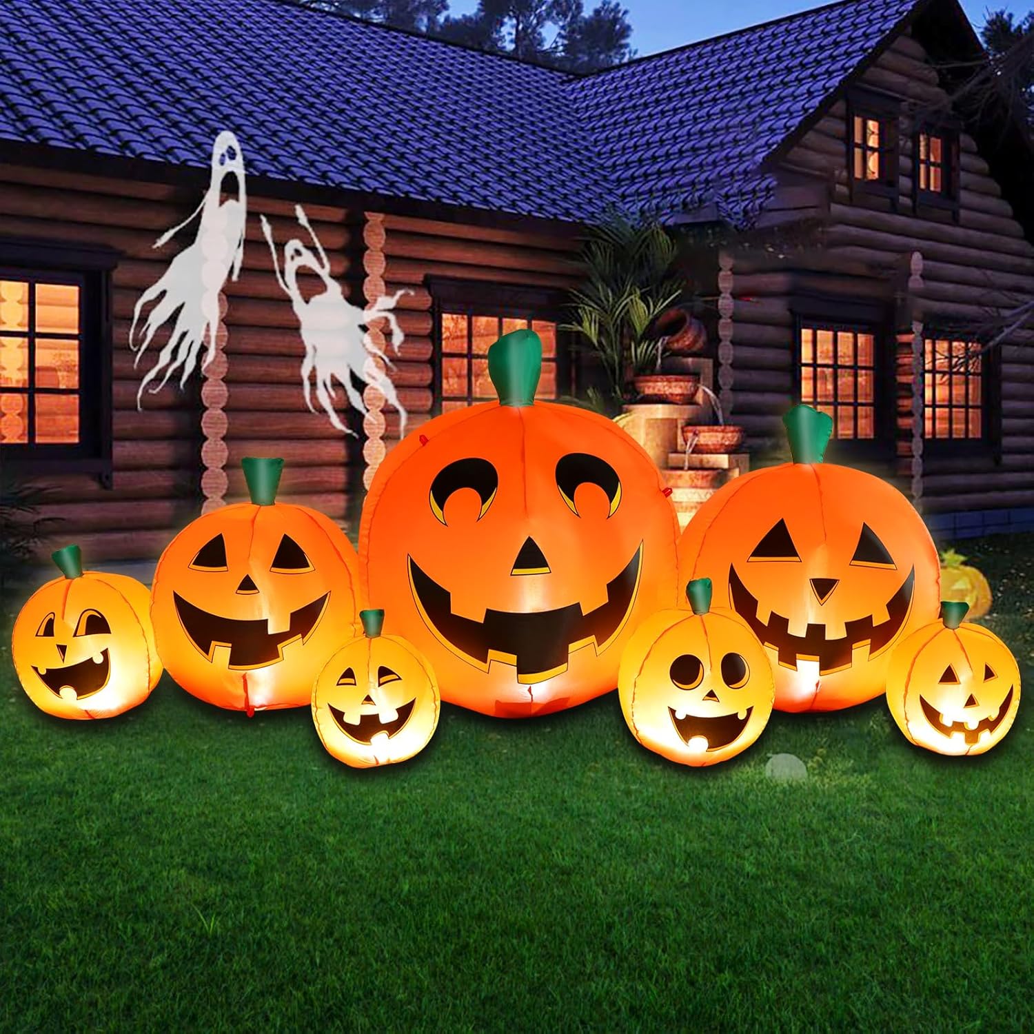 Halloween Inflatable Pumpkin Outdoor Decoration, 8.5FT Long Inflatable Pumpkin L...