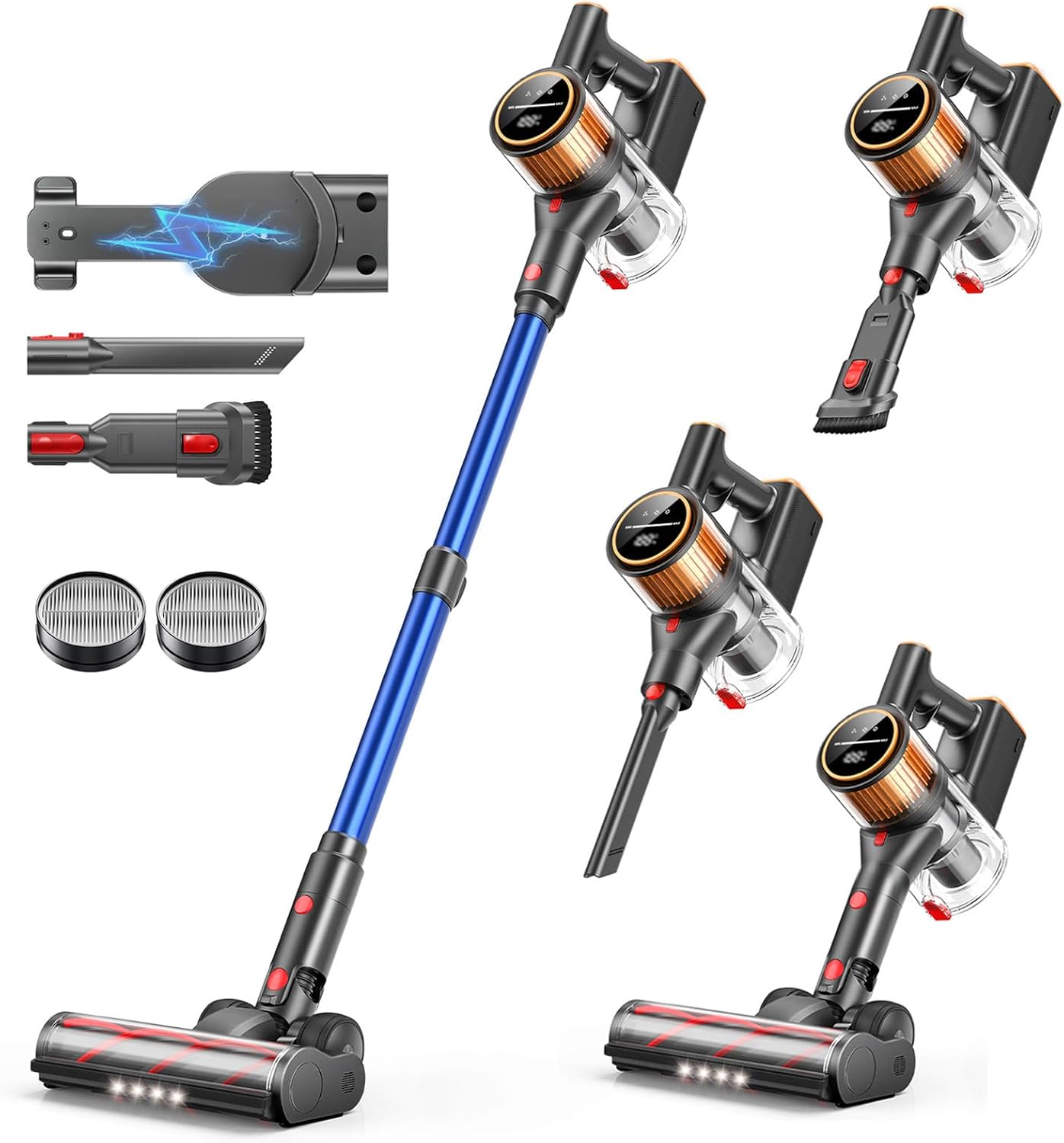 Cordless Vacuum Cleaner, 45Kpa 550W 60Mins Vacuum Cleaners for Home, Stick Vacuu...
