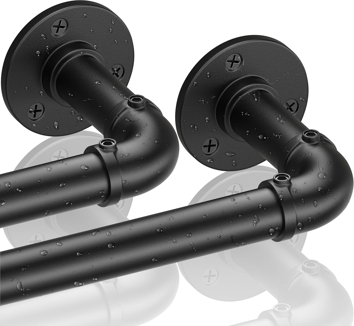 Industrial Curtain Rods for Windows 66 to 120, 2 Pack 1 Inch Heavy Duty Curtain...