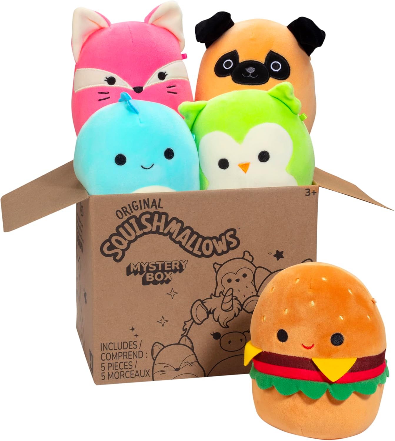 Squishmallows Original Mystery Box 5-Inch Plush 5 Pack - Official Jazwares Plush...